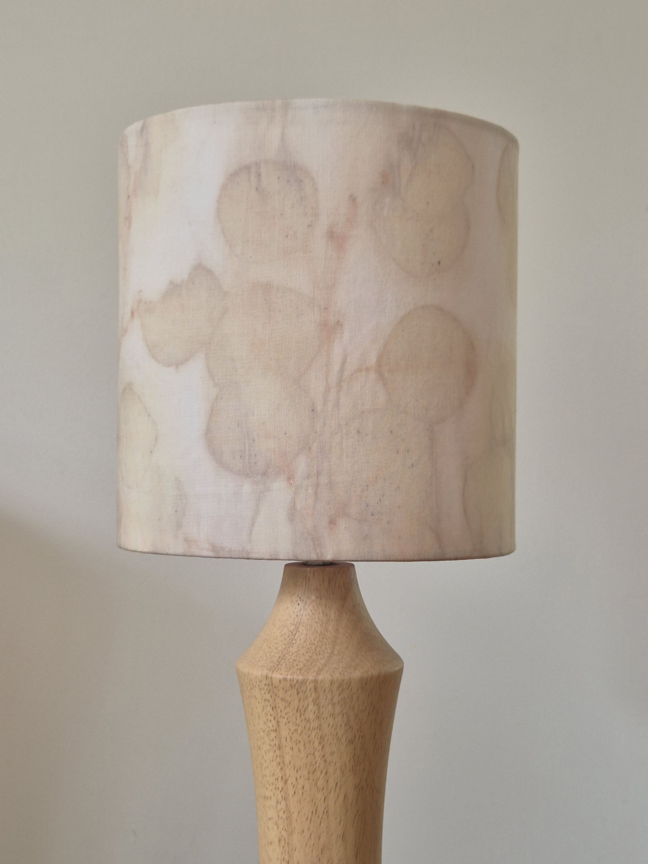 One of a kind lampshade ecoprinted on silk cotton