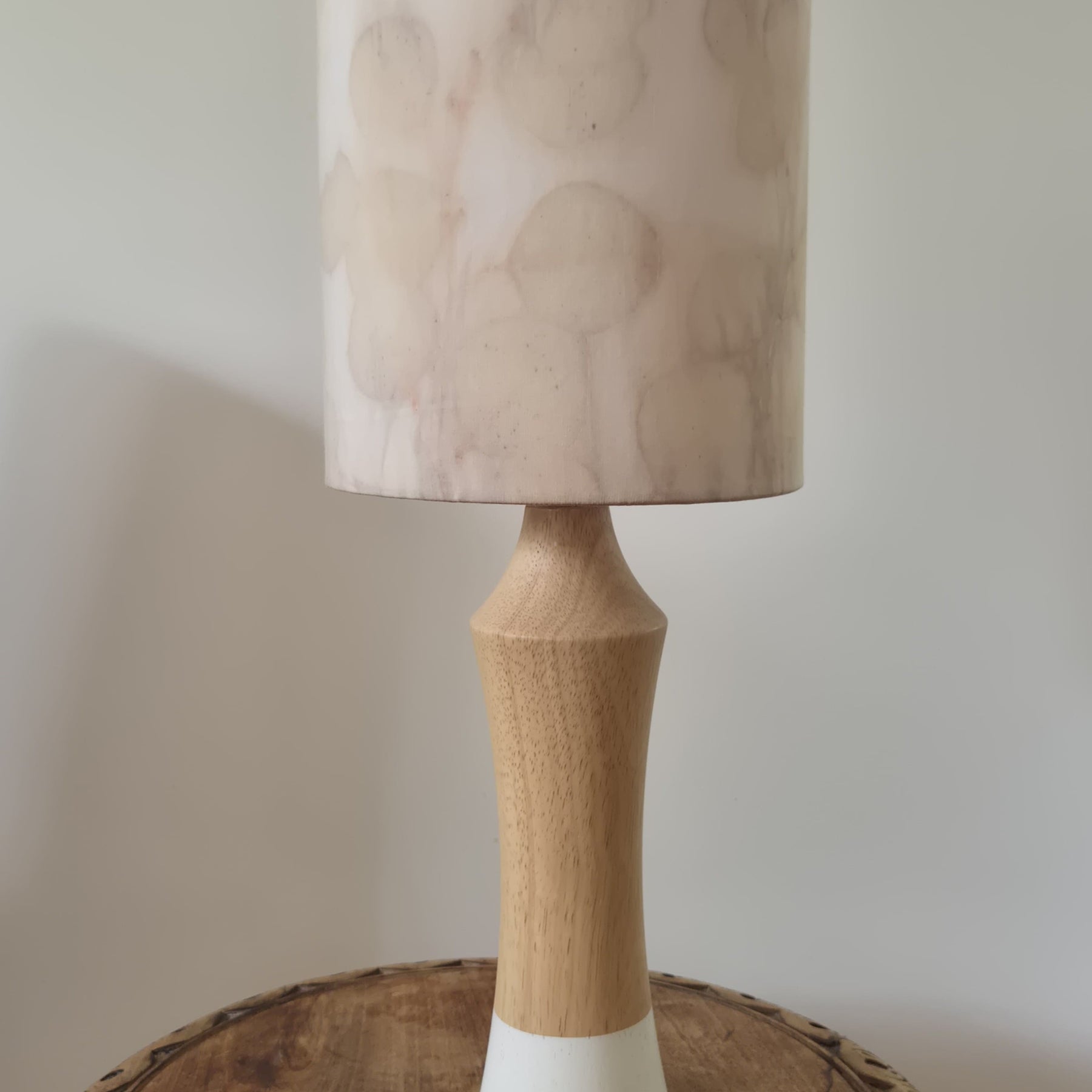 One of a kind lampshade ecoprinted on silk cotton