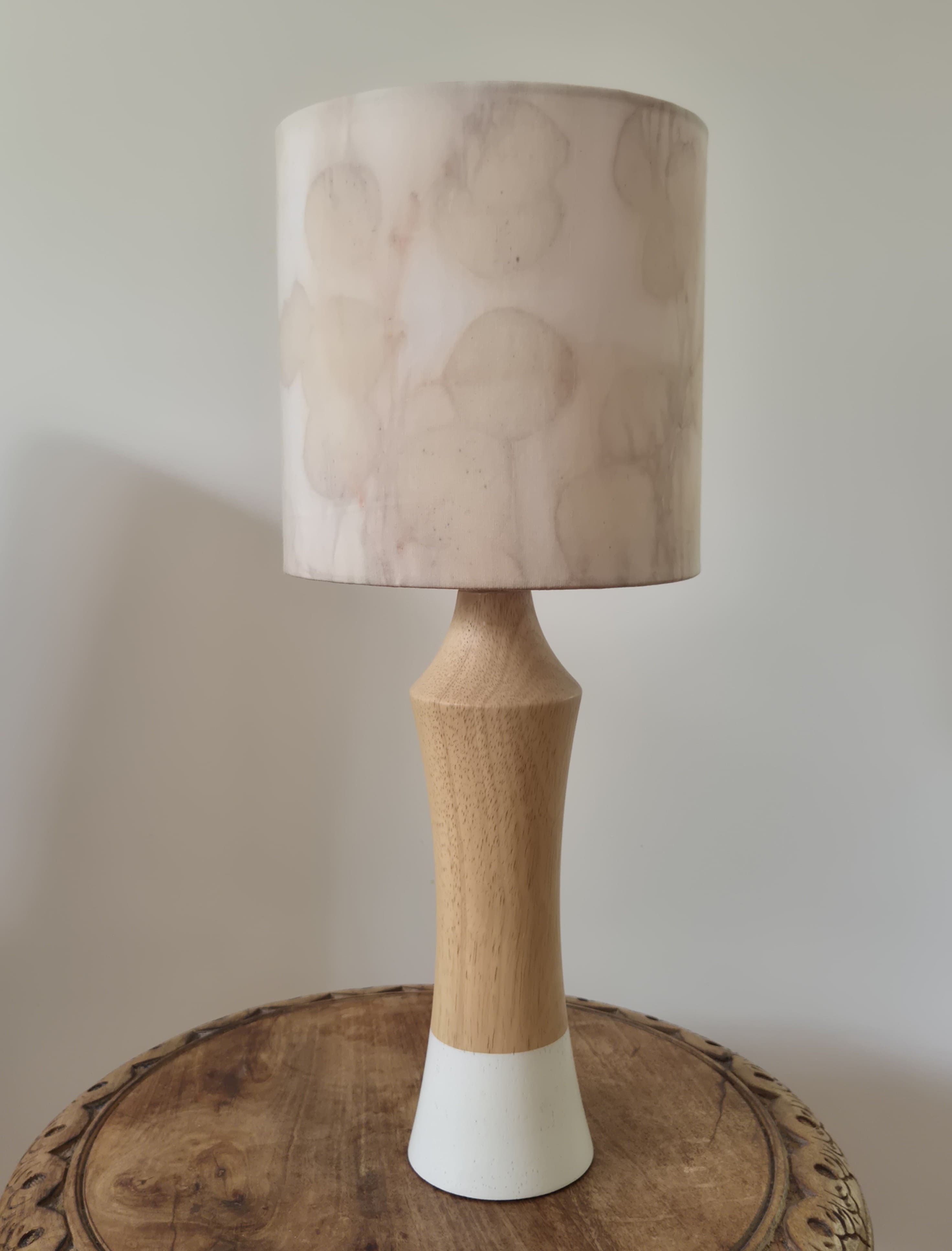 One of a kind lampshade ecoprinted on silk cotton