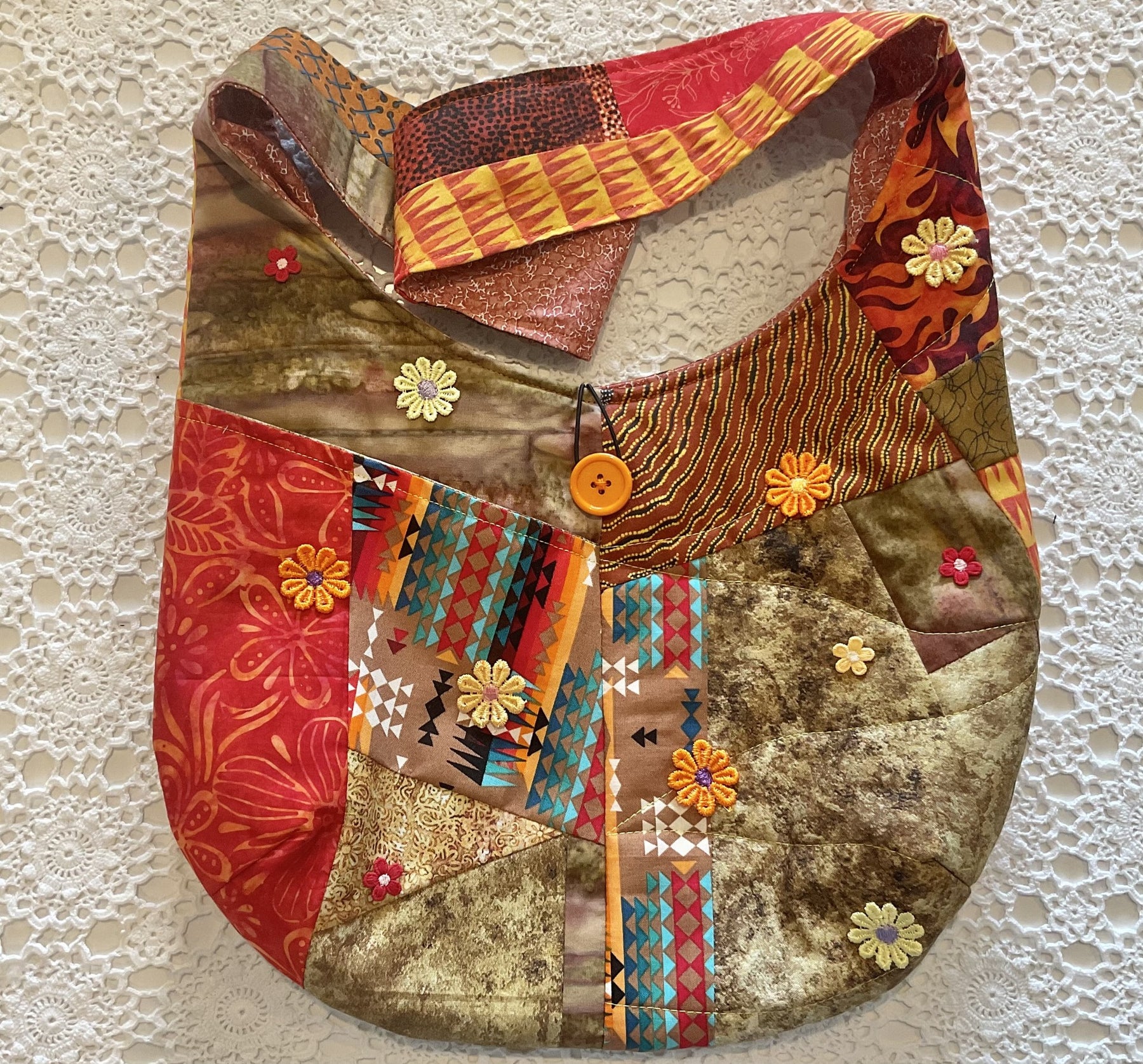 Patchwork Sling Shoulder Bag, Autumn Colours