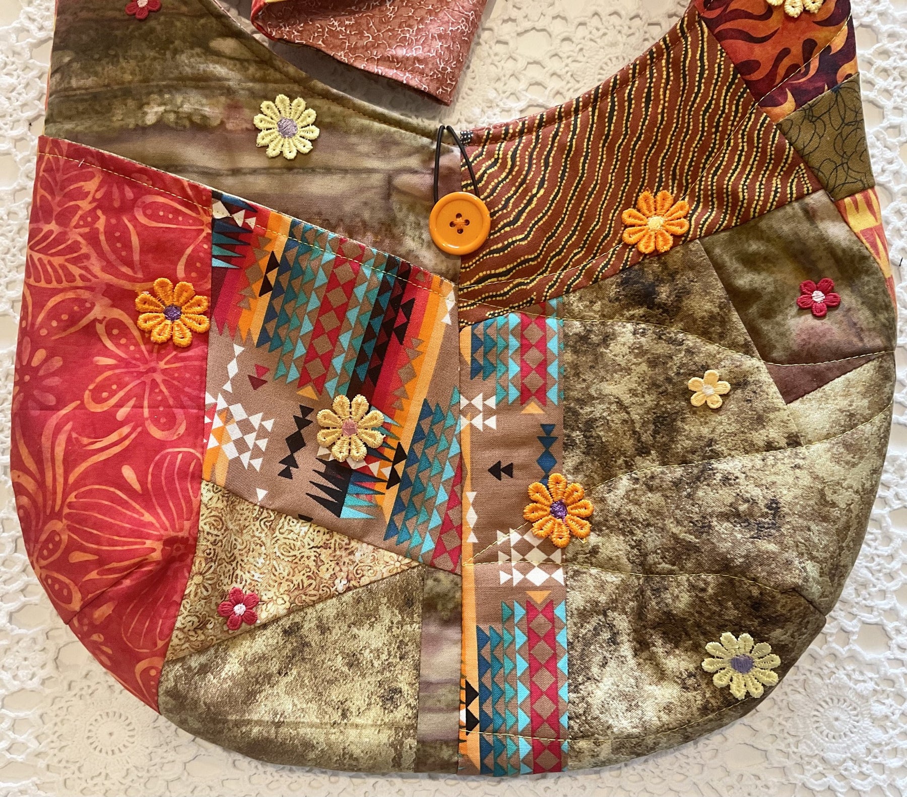 Patchwork Sling Shoulder Bag, Autumn Colours