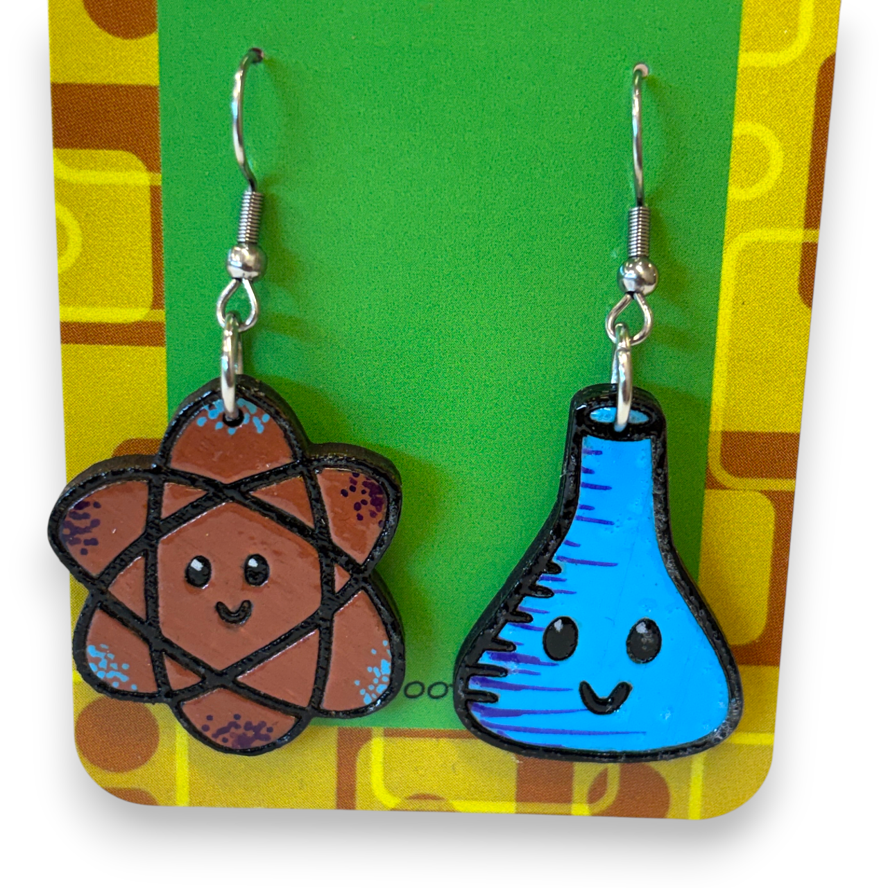 Science Teacher Earrings - hand painted