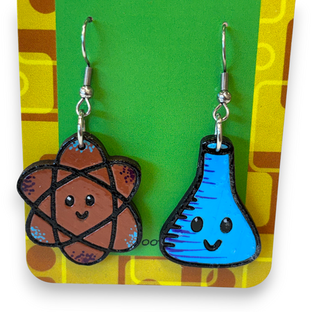 Science Teacher Earrings - hand painted