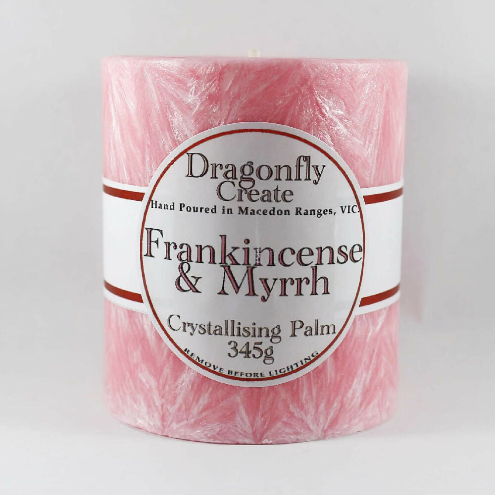 Frankincense & Myrrh | Crystallising Palm Wax Pillar Candle | 38/42 Hours