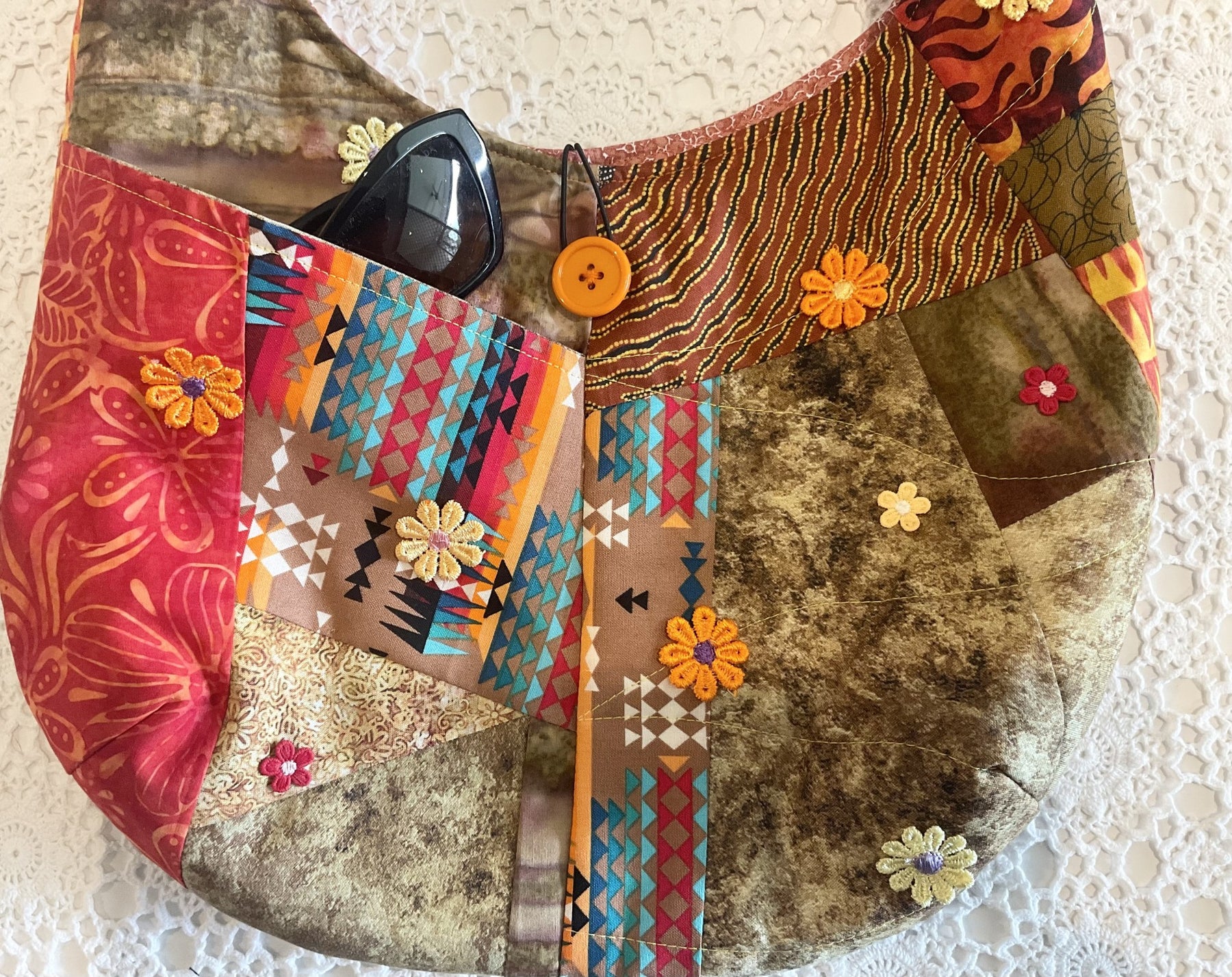 Patchwork Sling Shoulder Bag, Autumn Colours