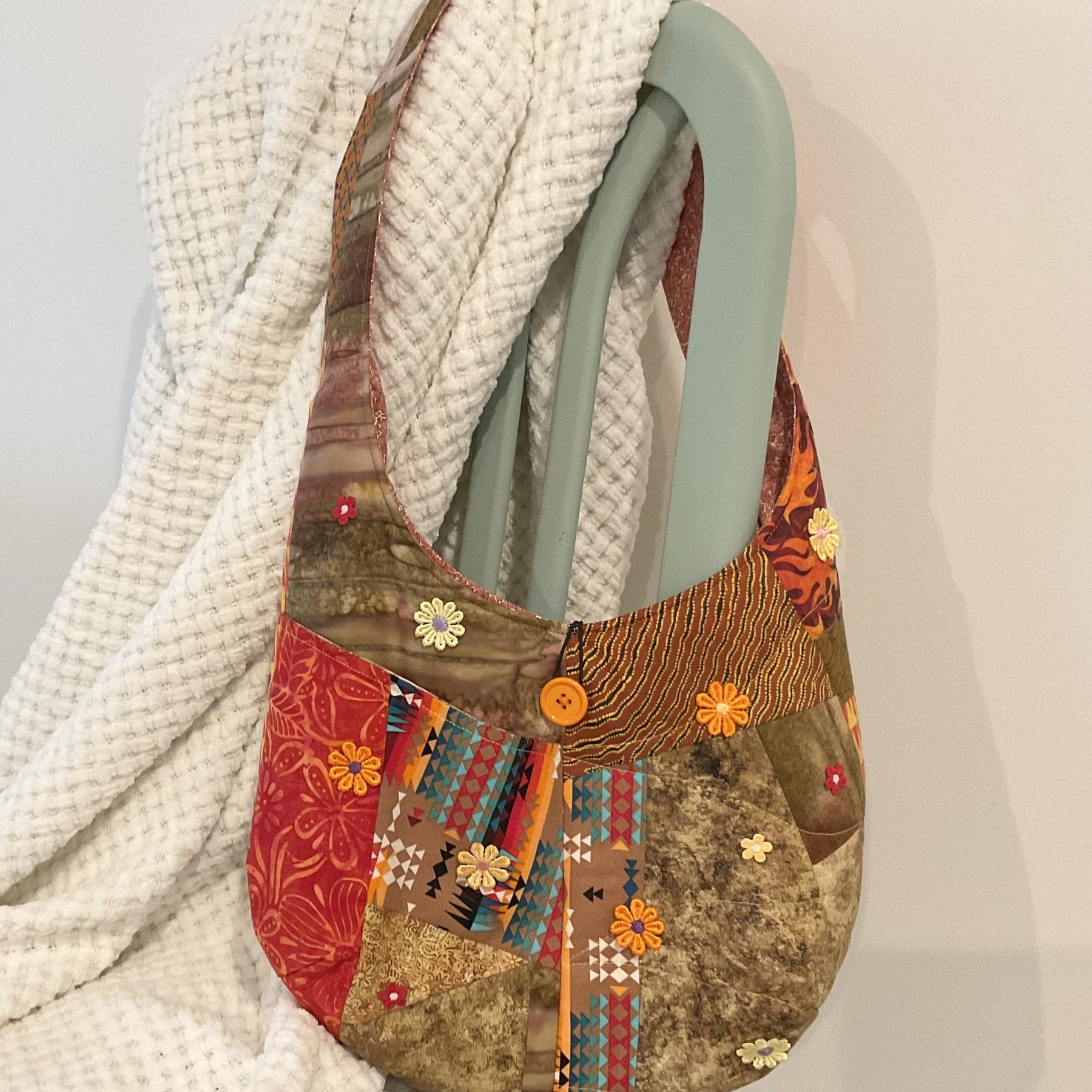 Patchwork Sling Shoulder Bag, Autumn Colours