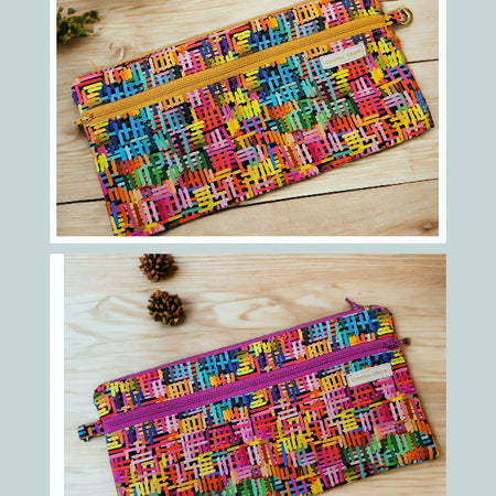 Handmade Pencil Case Double Zippered Pink multicoloured