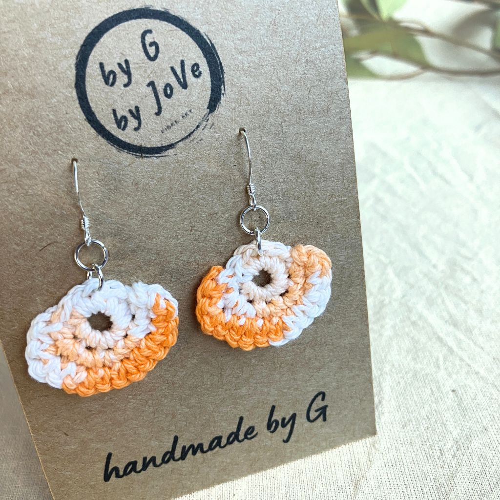 Sunset Glow Ombre Fan - Handmade Cotton Crochet Dangle Earrings