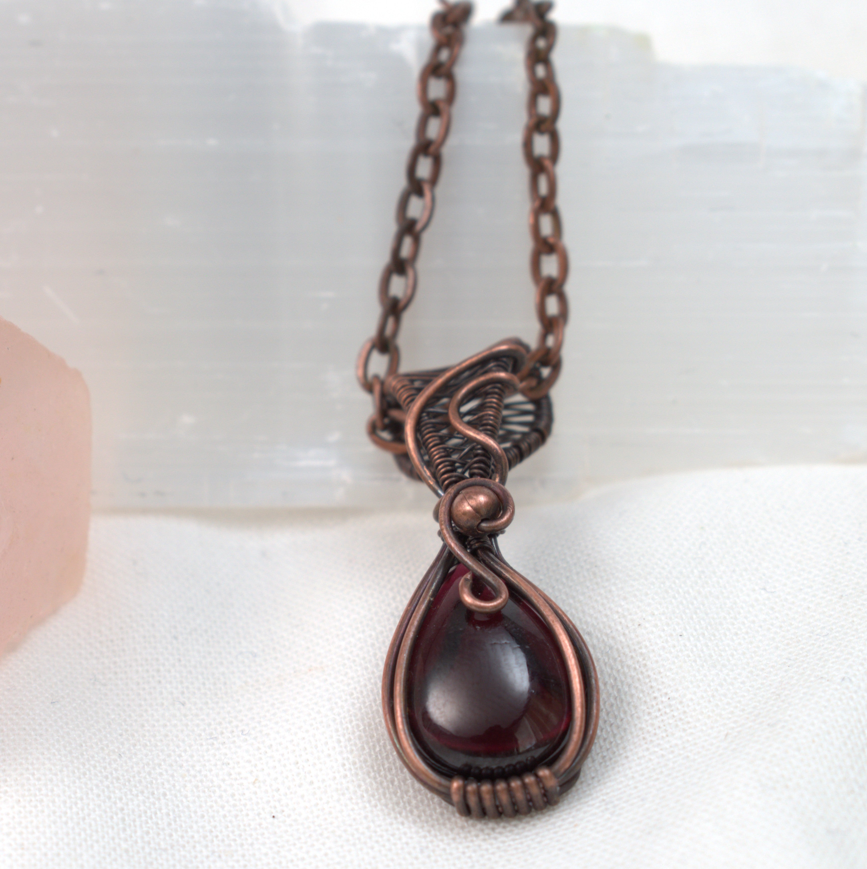 Velvet Ember – Garnet & Copper Pendant.