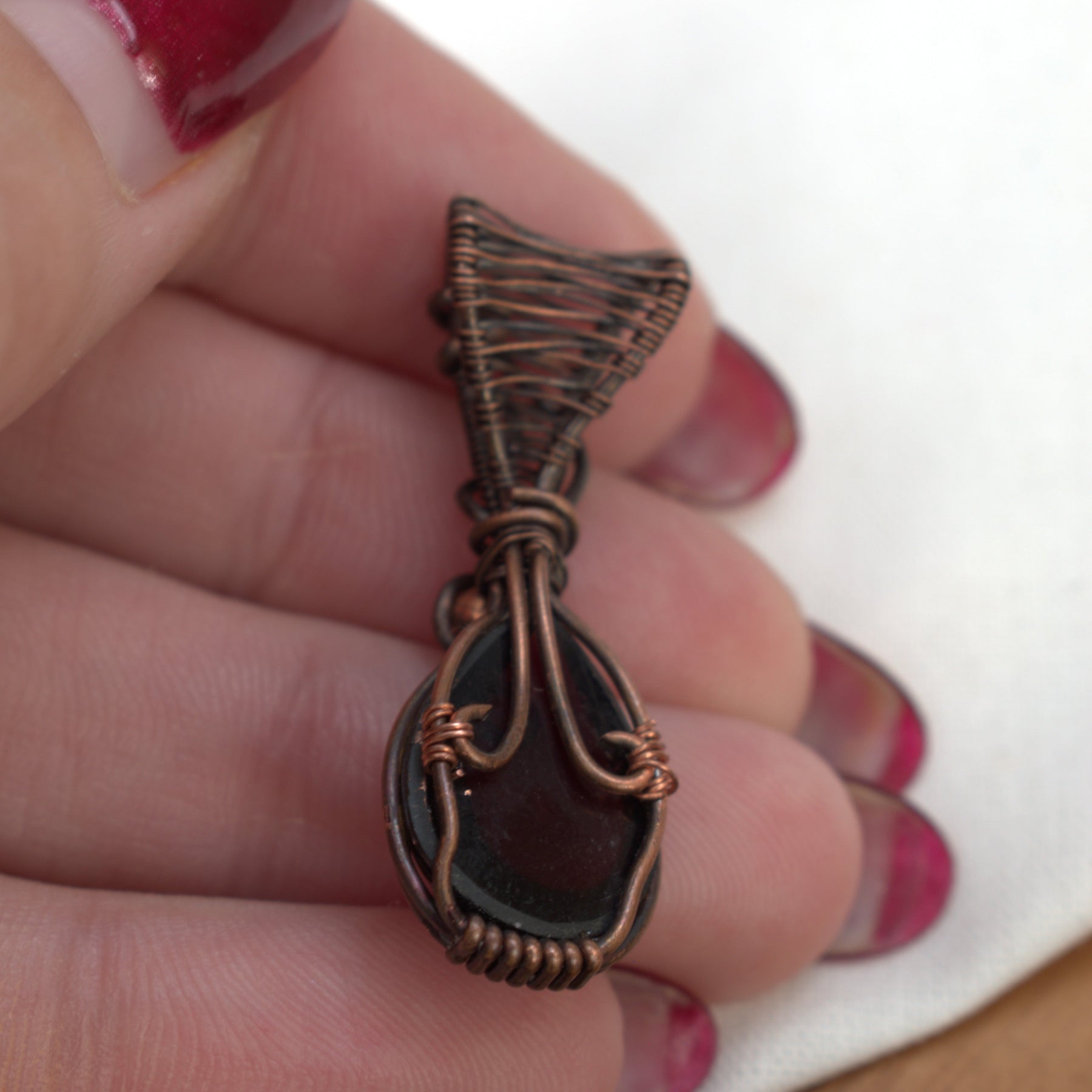 Velvet Ember – Garnet & Copper Pendant.