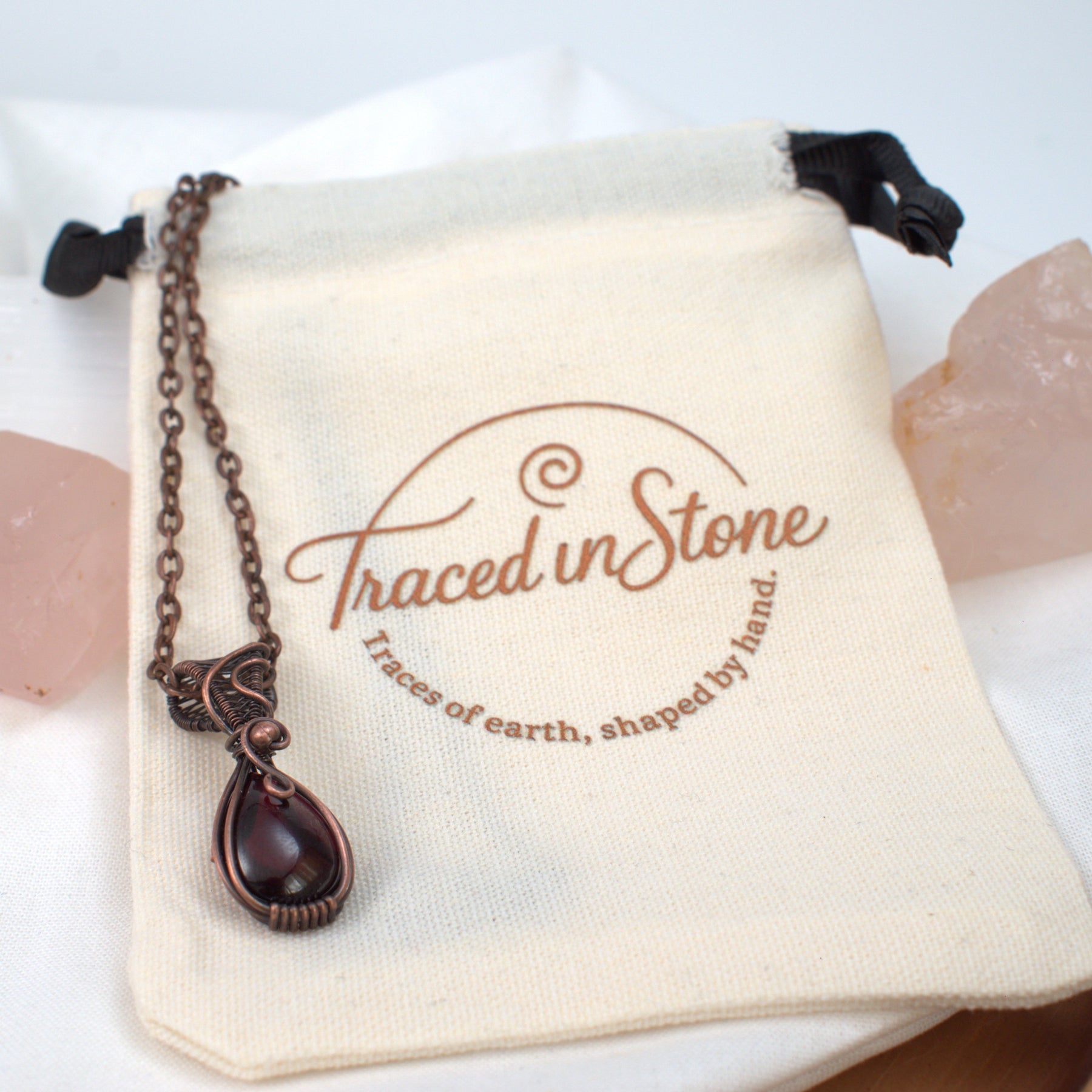 Velvet Ember – Garnet & Copper Pendant.