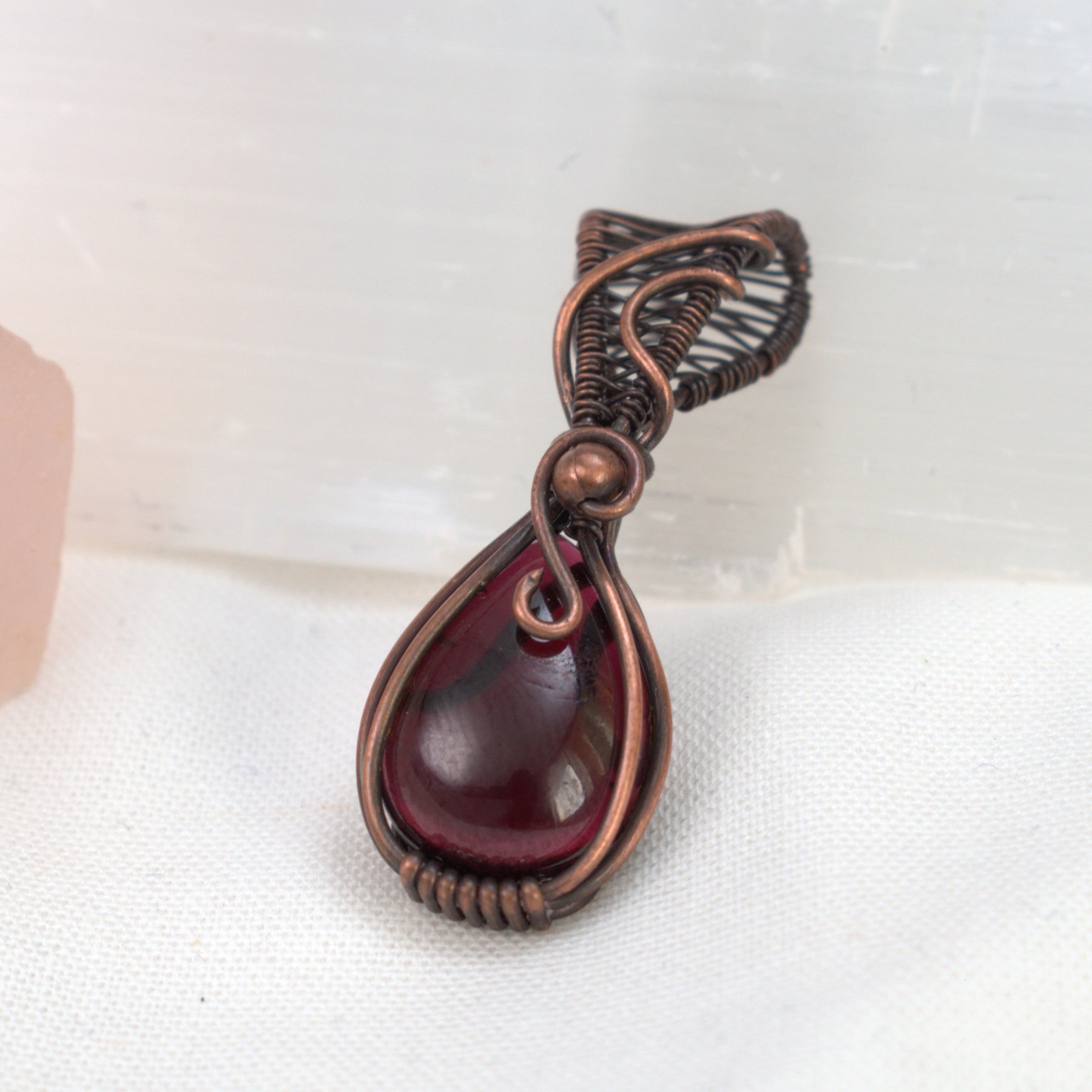 Velvet Ember – Garnet & Copper Pendant.