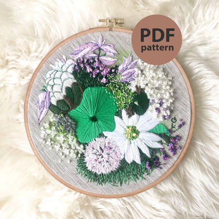 Contemporary embroidery - PDF pattern, hoop art 8
