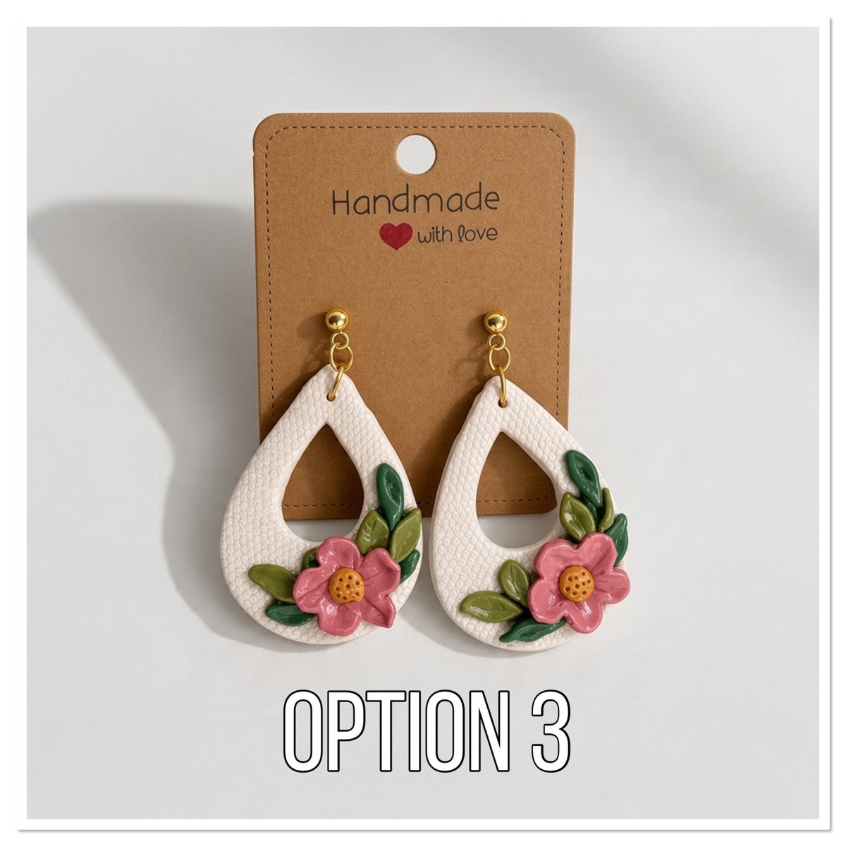 Earthy botanical ivory earrings feature hand-sculpted Flowers