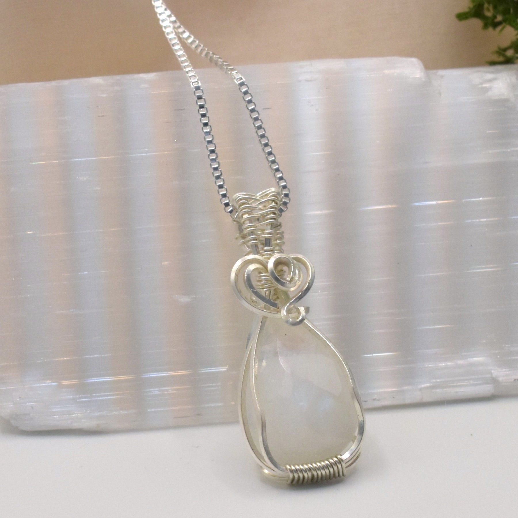 Handmade Wire-wrapped Moonstone Necklace - Mother's Day Mini Pendant