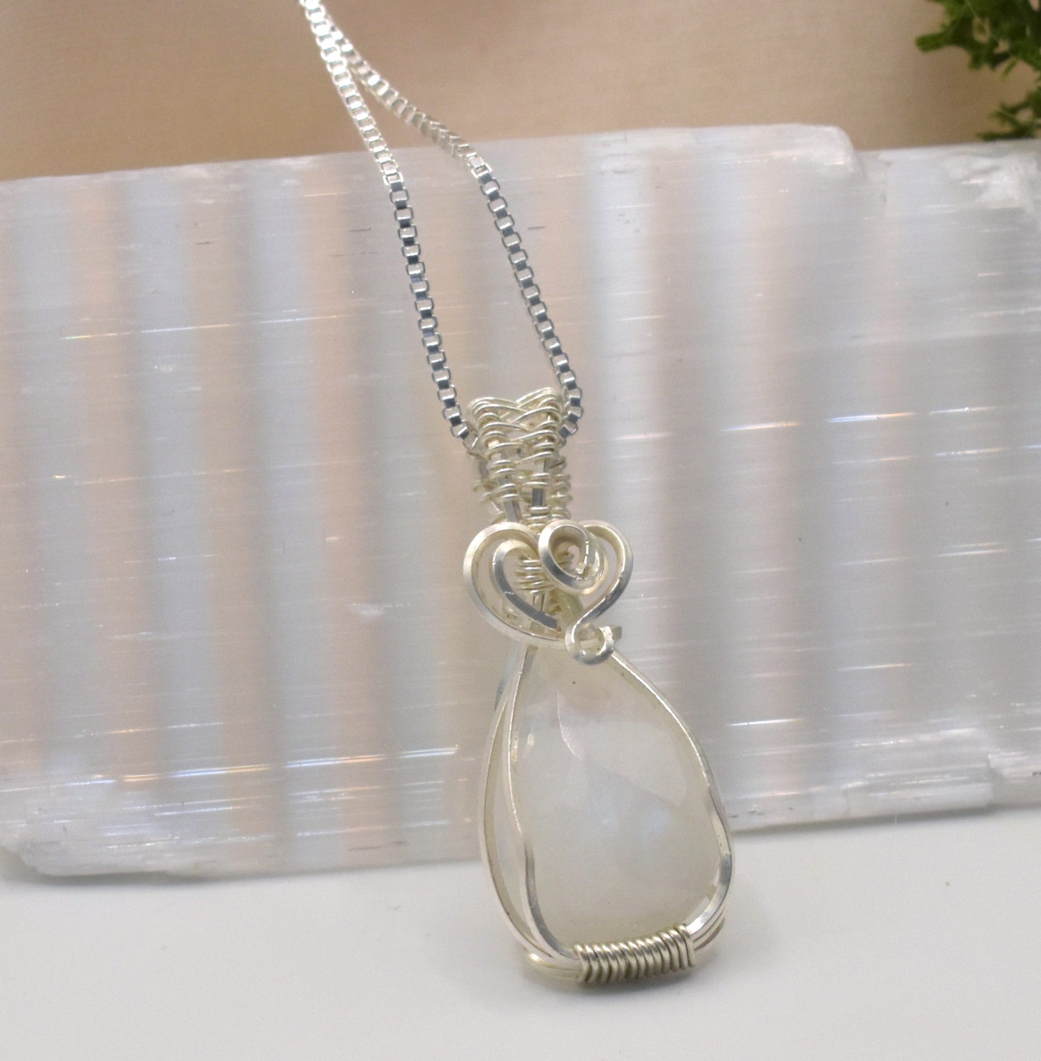 Handmade Wire-wrapped Moonstone Necklace - Mother's Day Mini Pendant