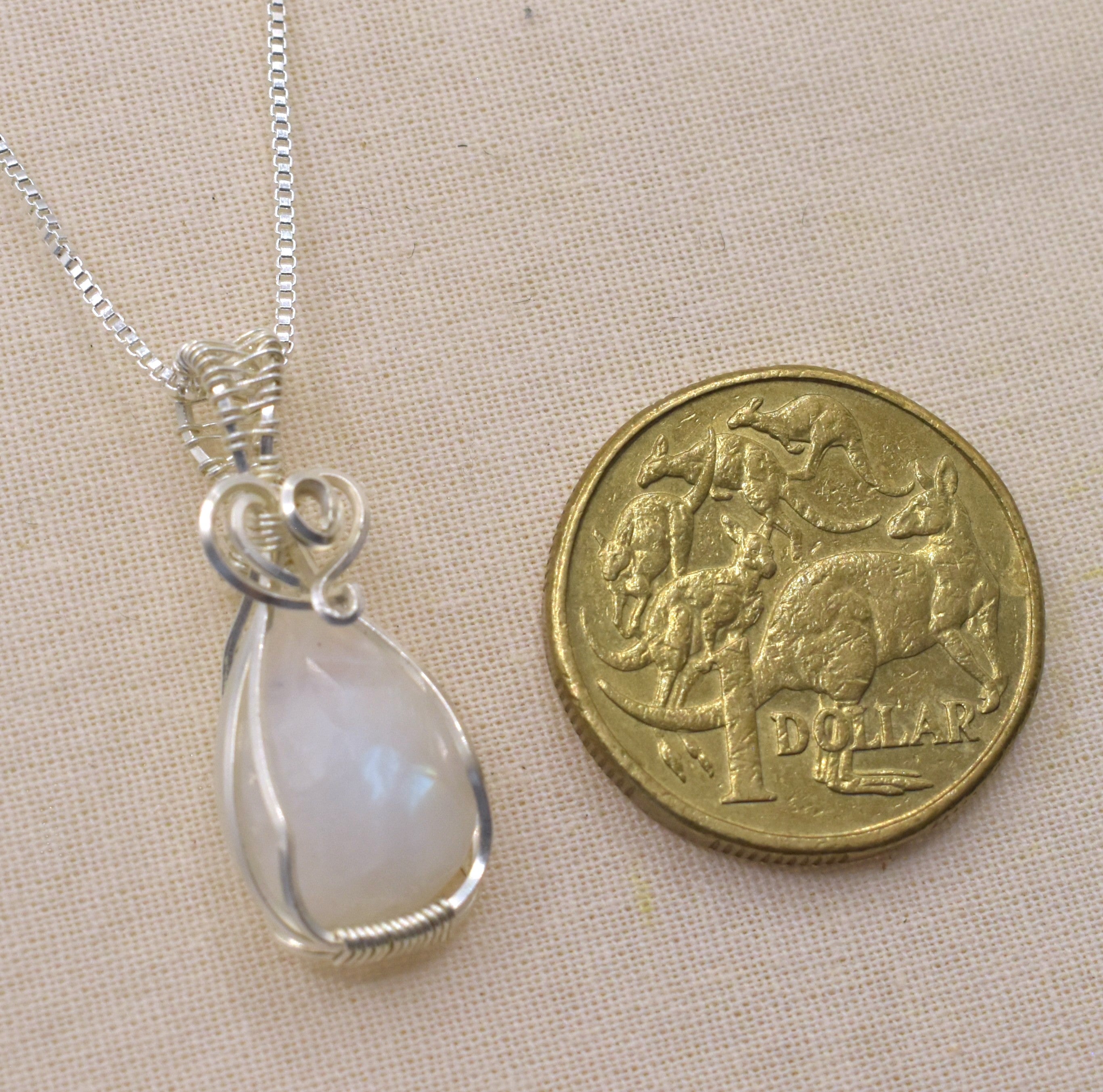 Handmade Wire-wrapped Moonstone Necklace - Mother's Day Mini Pendant