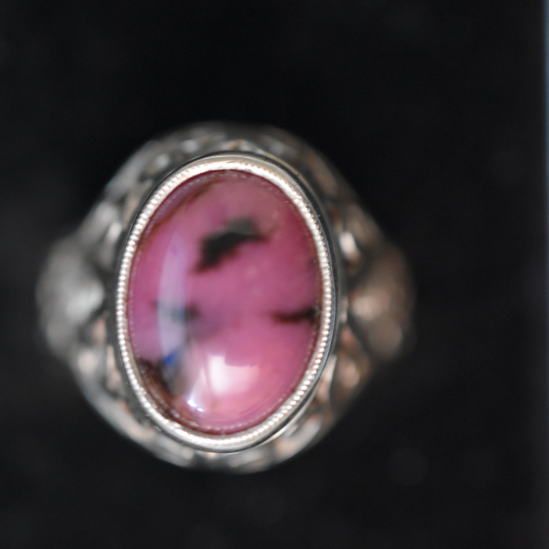 Rhodonite Ring size 16.5mm filigree design