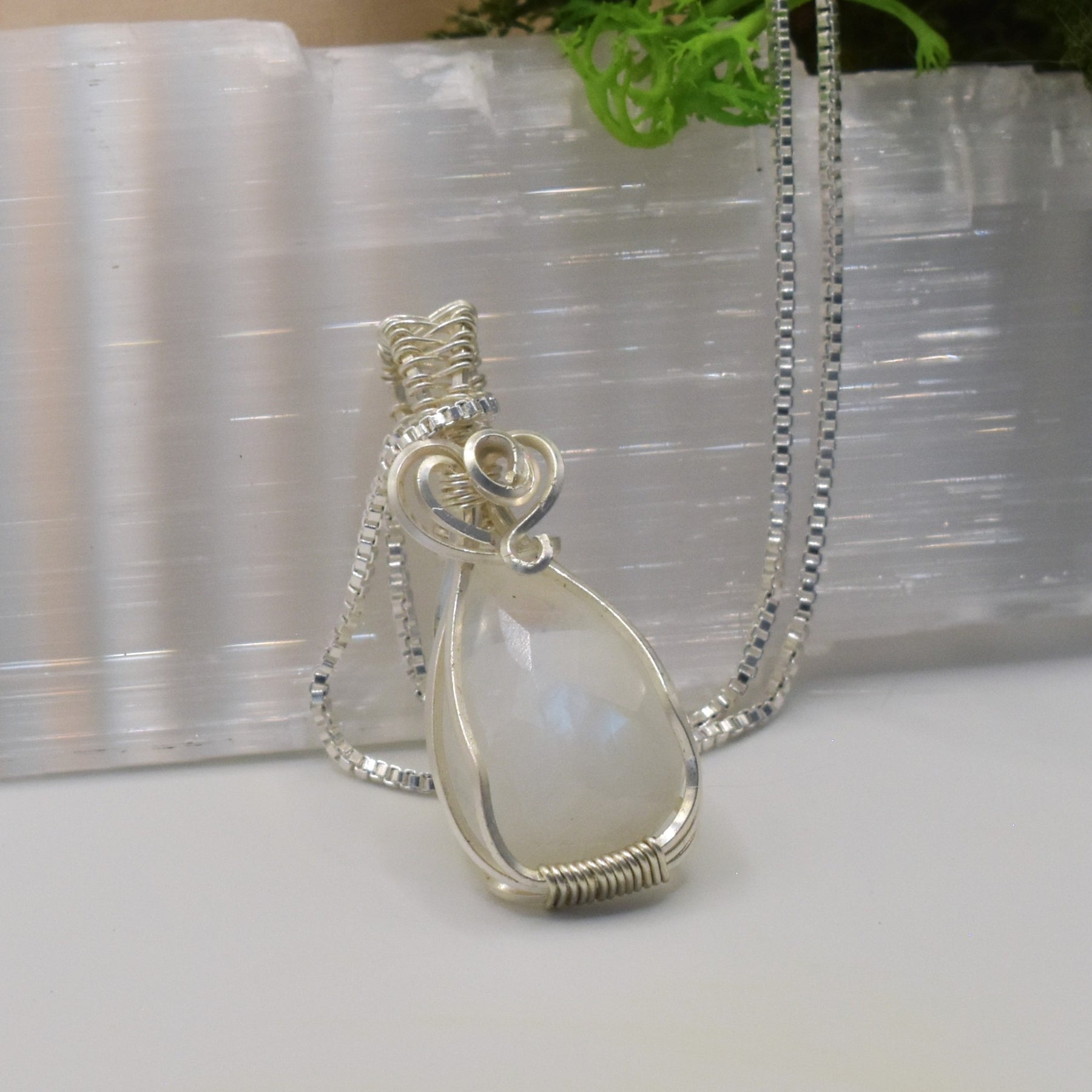 Handmade Wire-wrapped Moonstone Necklace - Mother's Day Mini Pendant