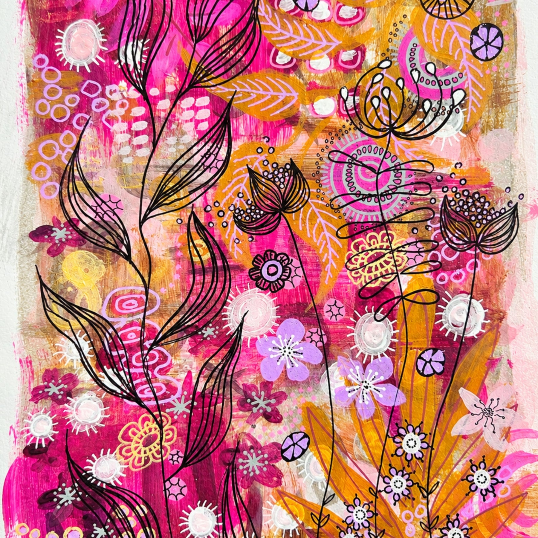 Original Hand Painted Artwork : Botanical Threads