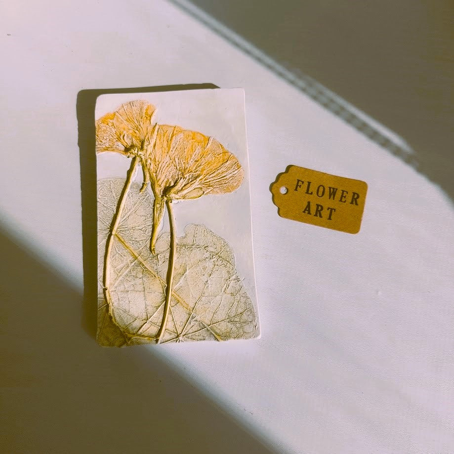 Hand-Pressed Plaster Plaque Of Nasturtium Flowers