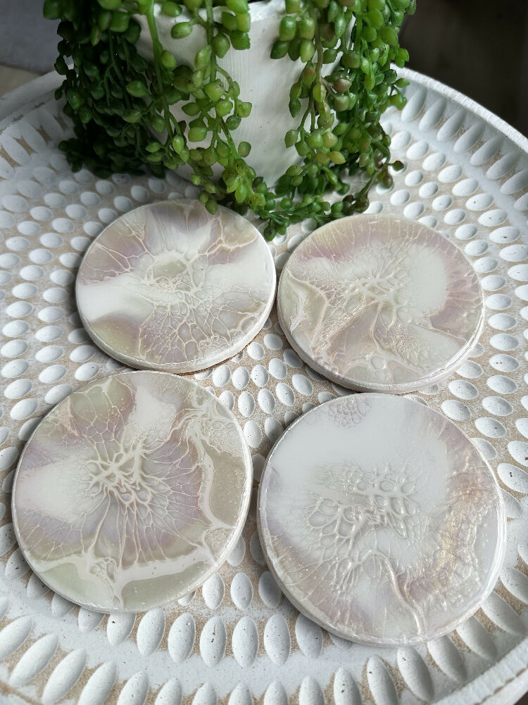 Soft Pink Metallics Resin-coated Coasters - Set of 4