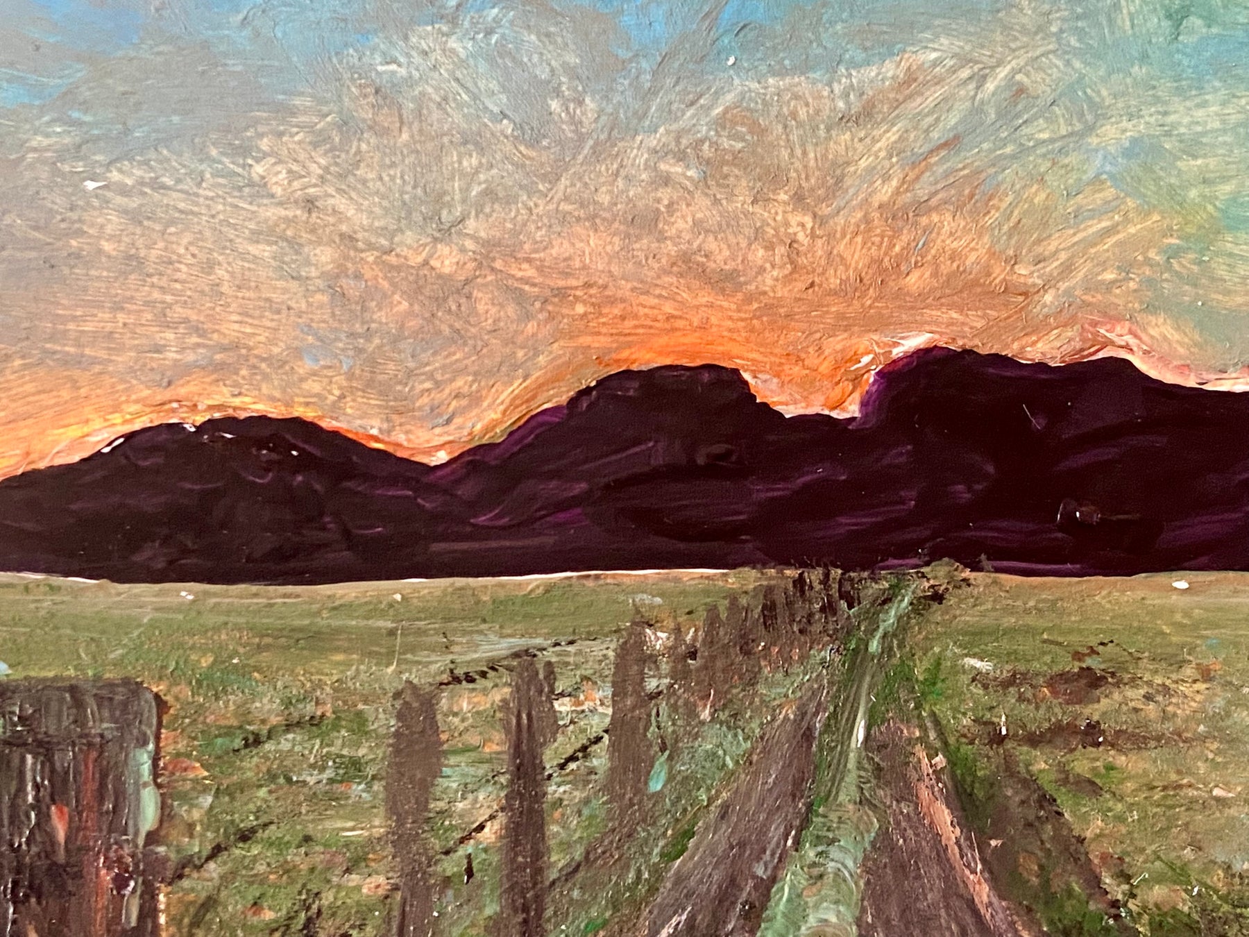 "Near Gloucester" original acrylic on card painting by Margo Humphries
