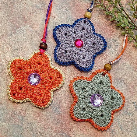 Set of 3 Crochet 'Twinkle' Star Decorations