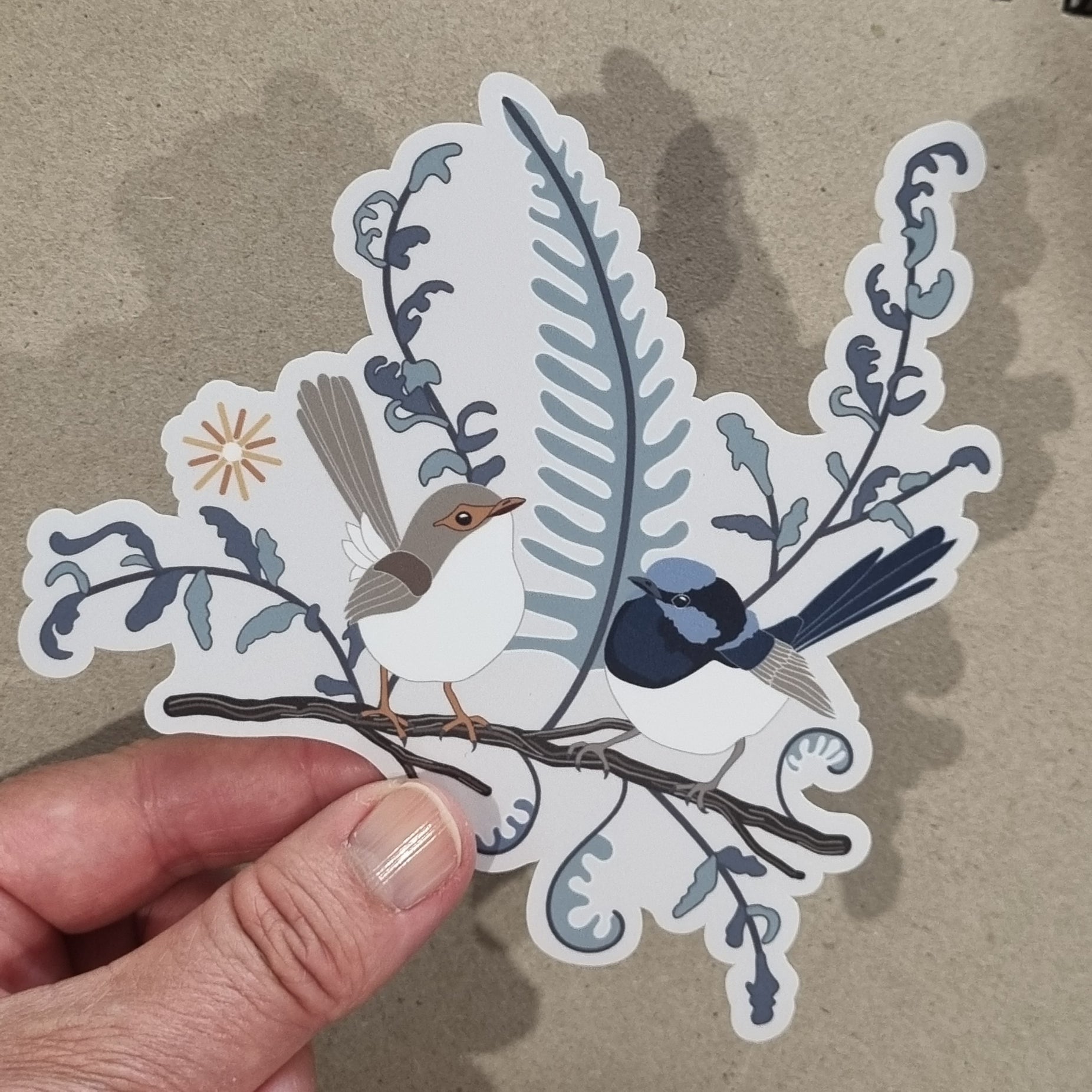 Superb Fairy Wrens on a Straight Branch Sticker