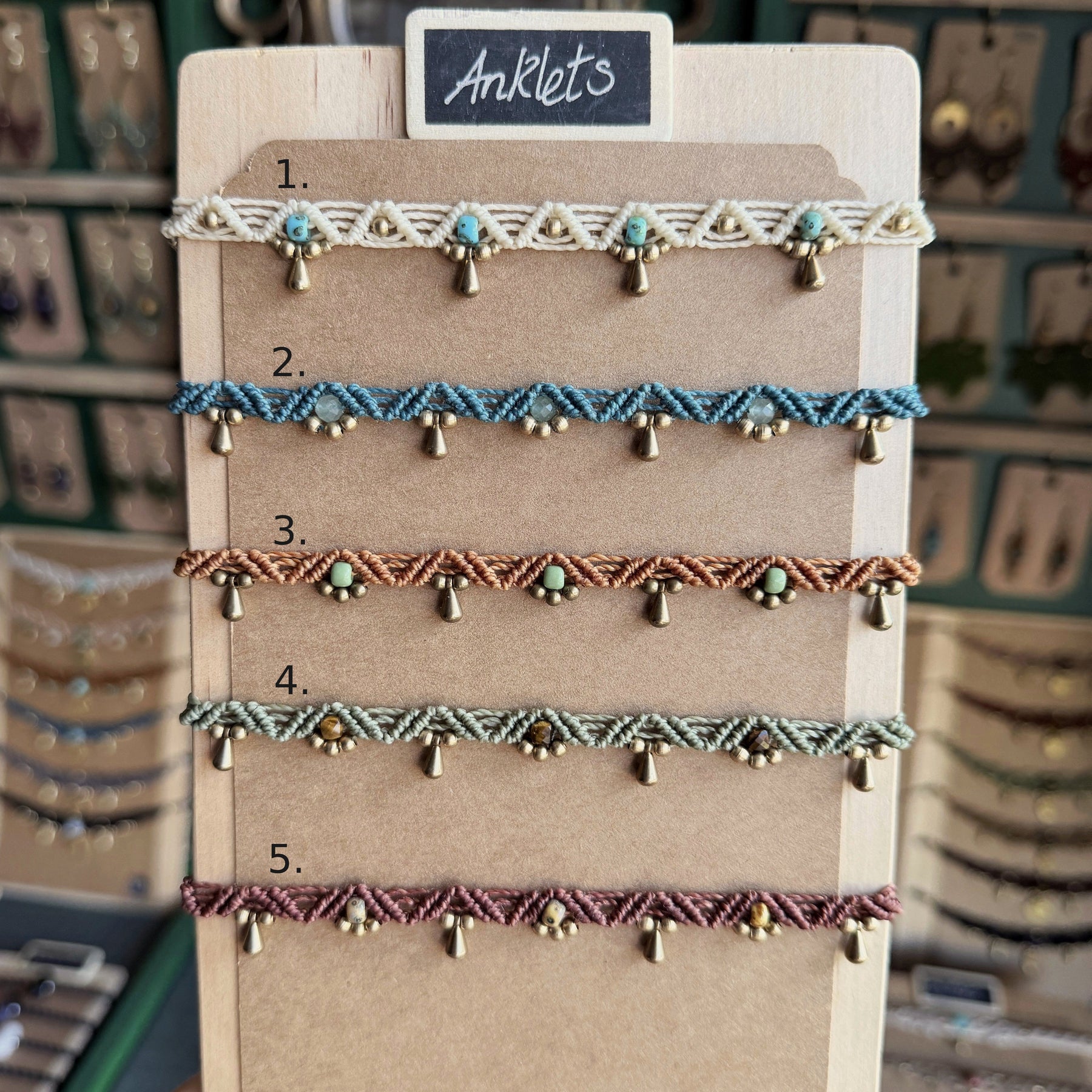 Micro Macrame Boho Zigzag Anklet with lots of colour choices