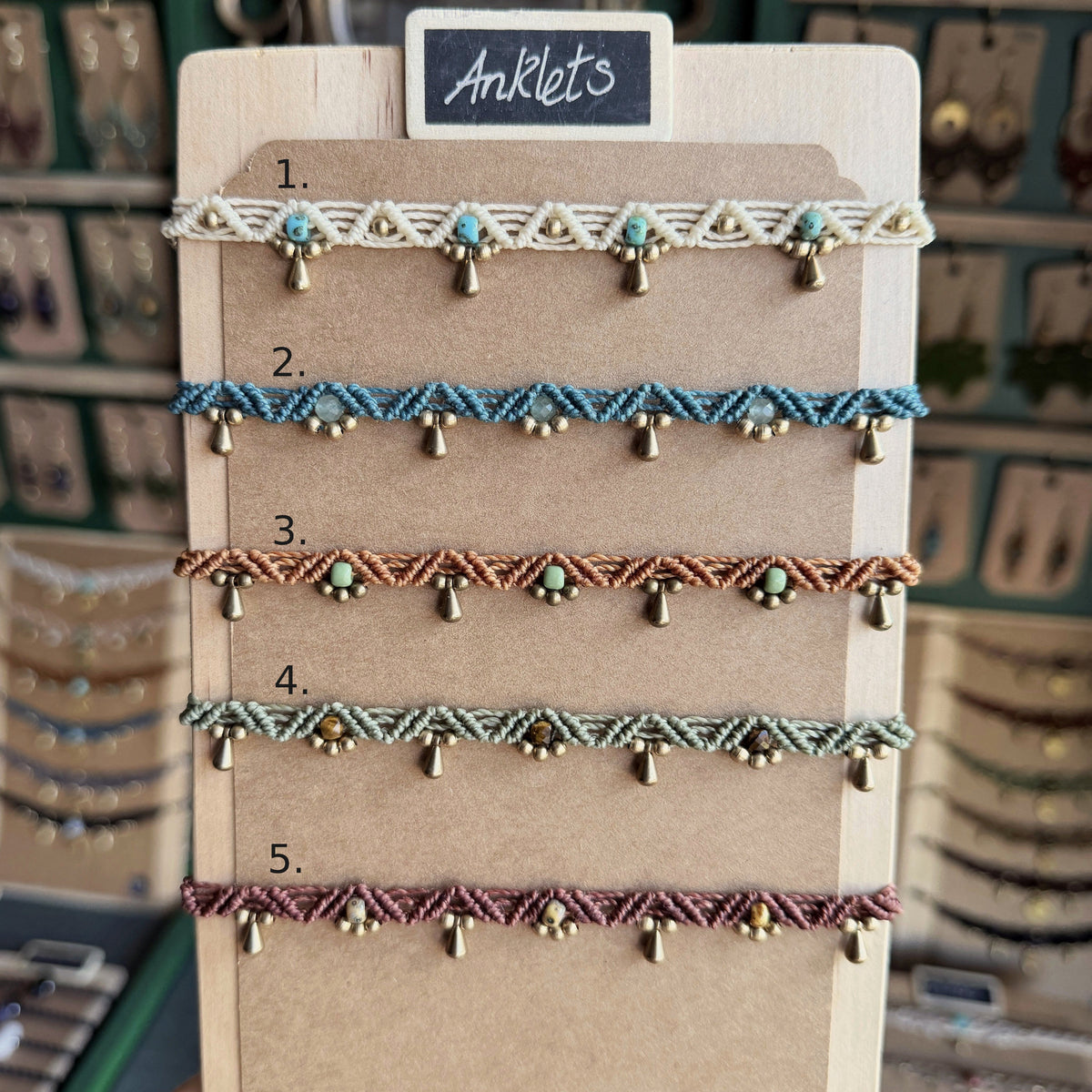Micro Macrame Boho Zigzag Anklet with lots of colour choices