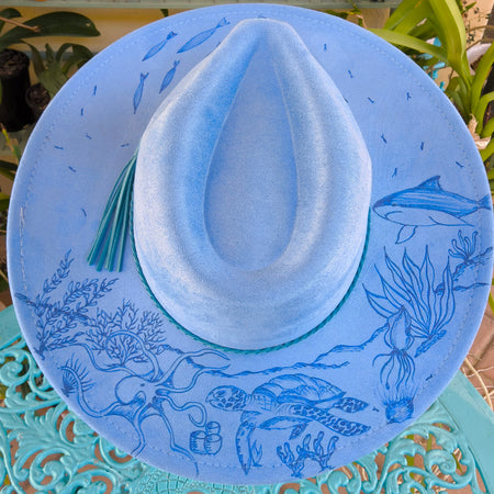 Hand burnt fedora hat : 