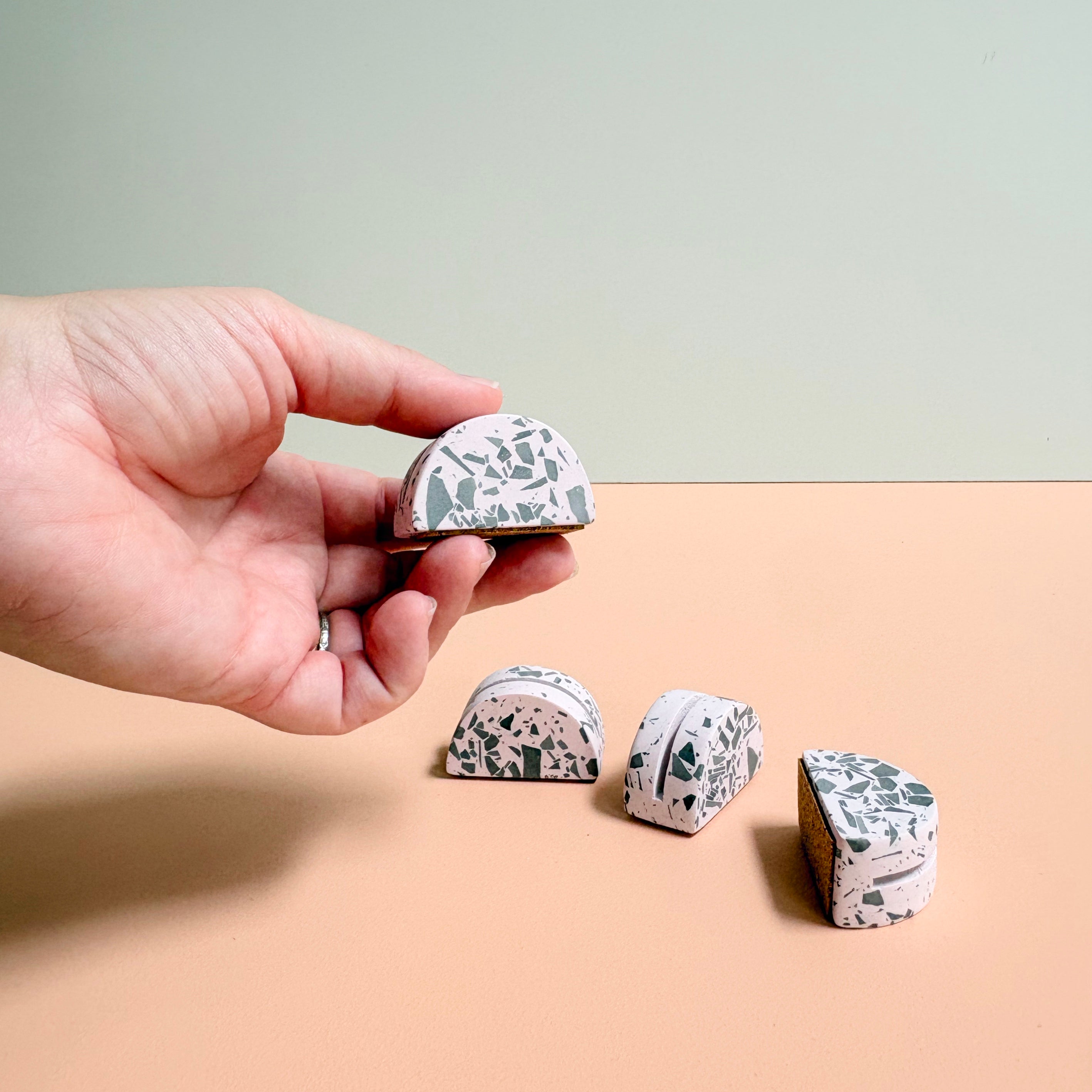 event name card holders, pink and black, business card holders