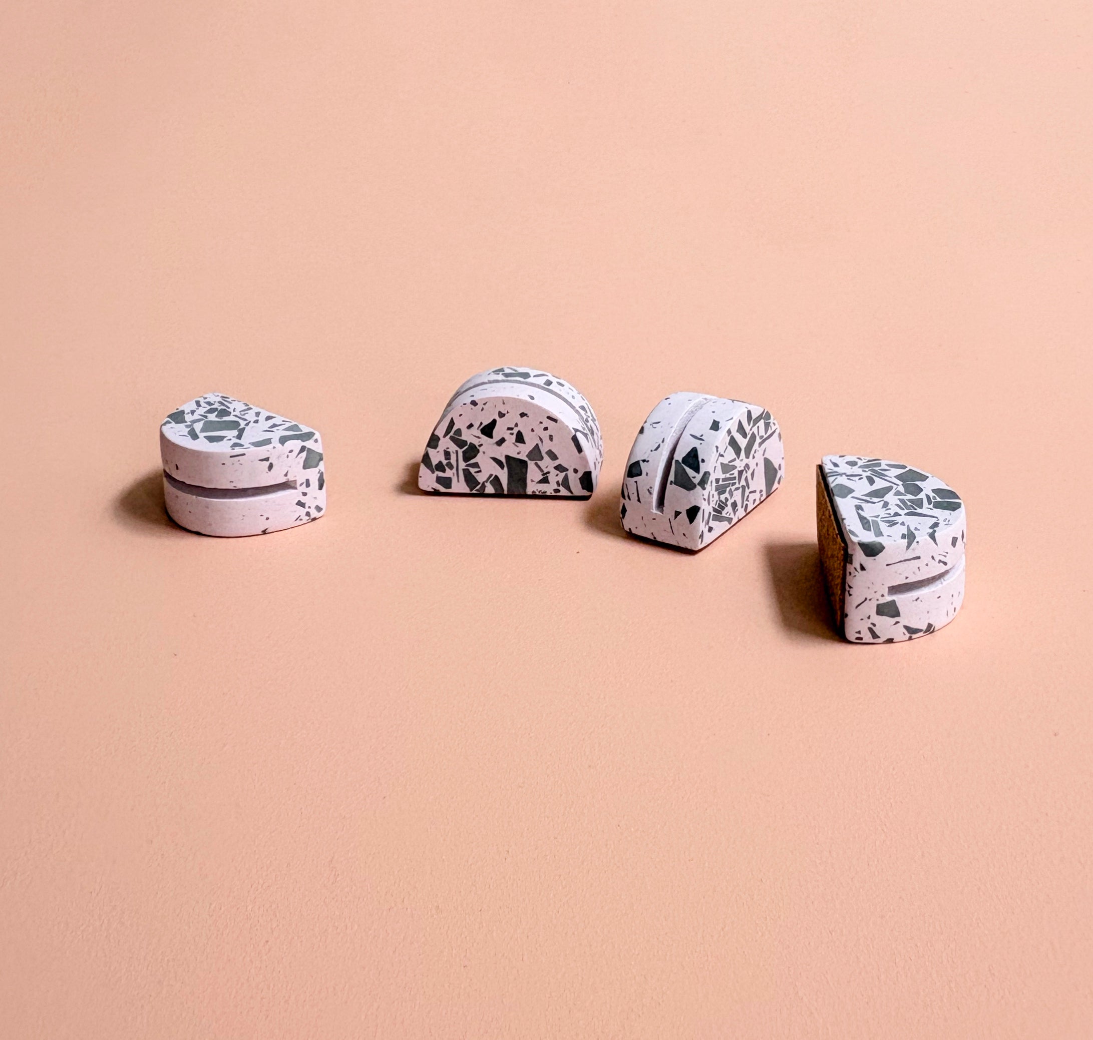 event name card holders, pink and black, business card holders