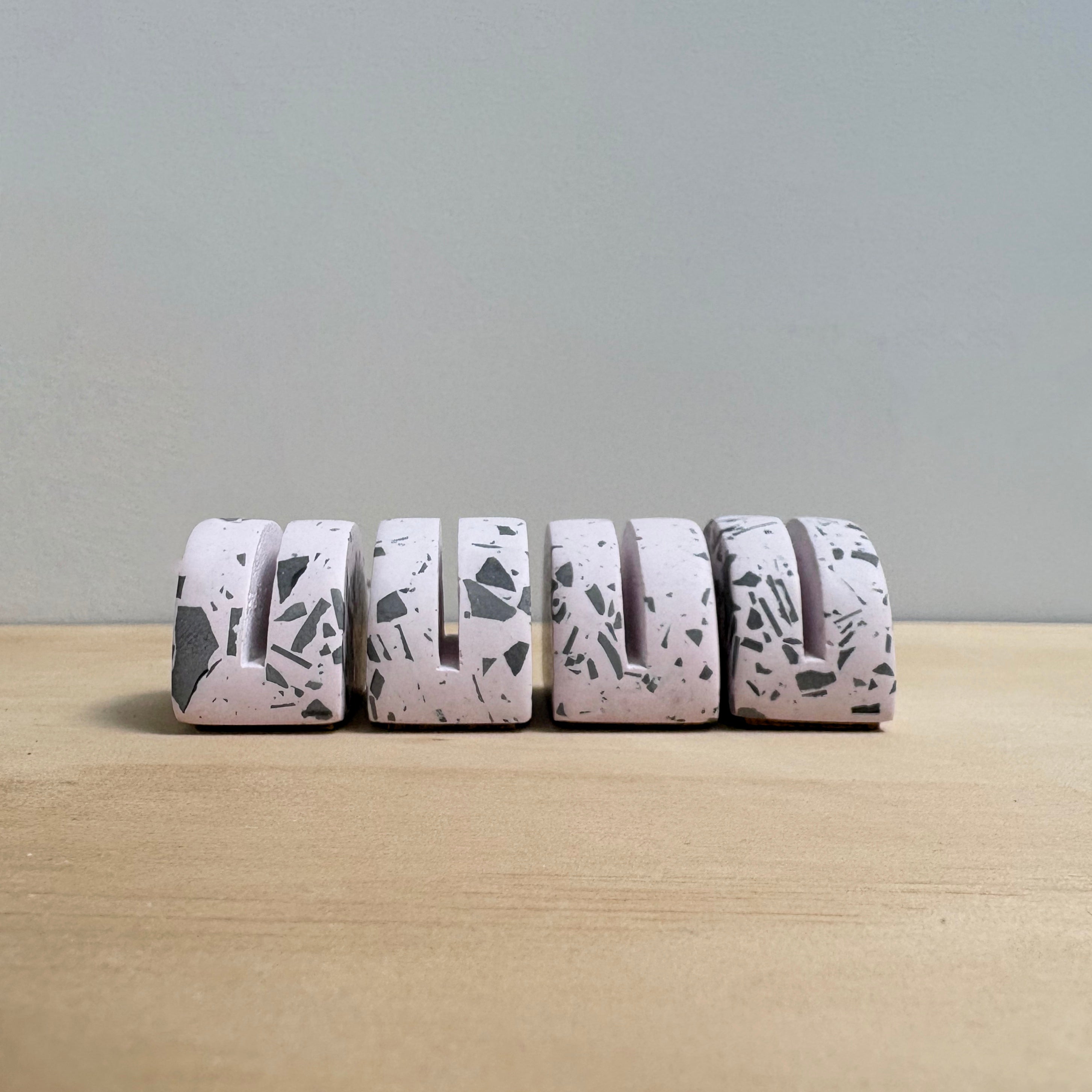 event name card holders, pink and black, business card holders