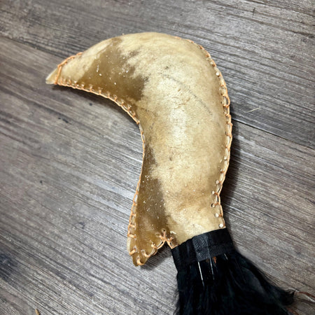 Handmade Kangaroo Hide Rattle – One of a Kind Moon shape