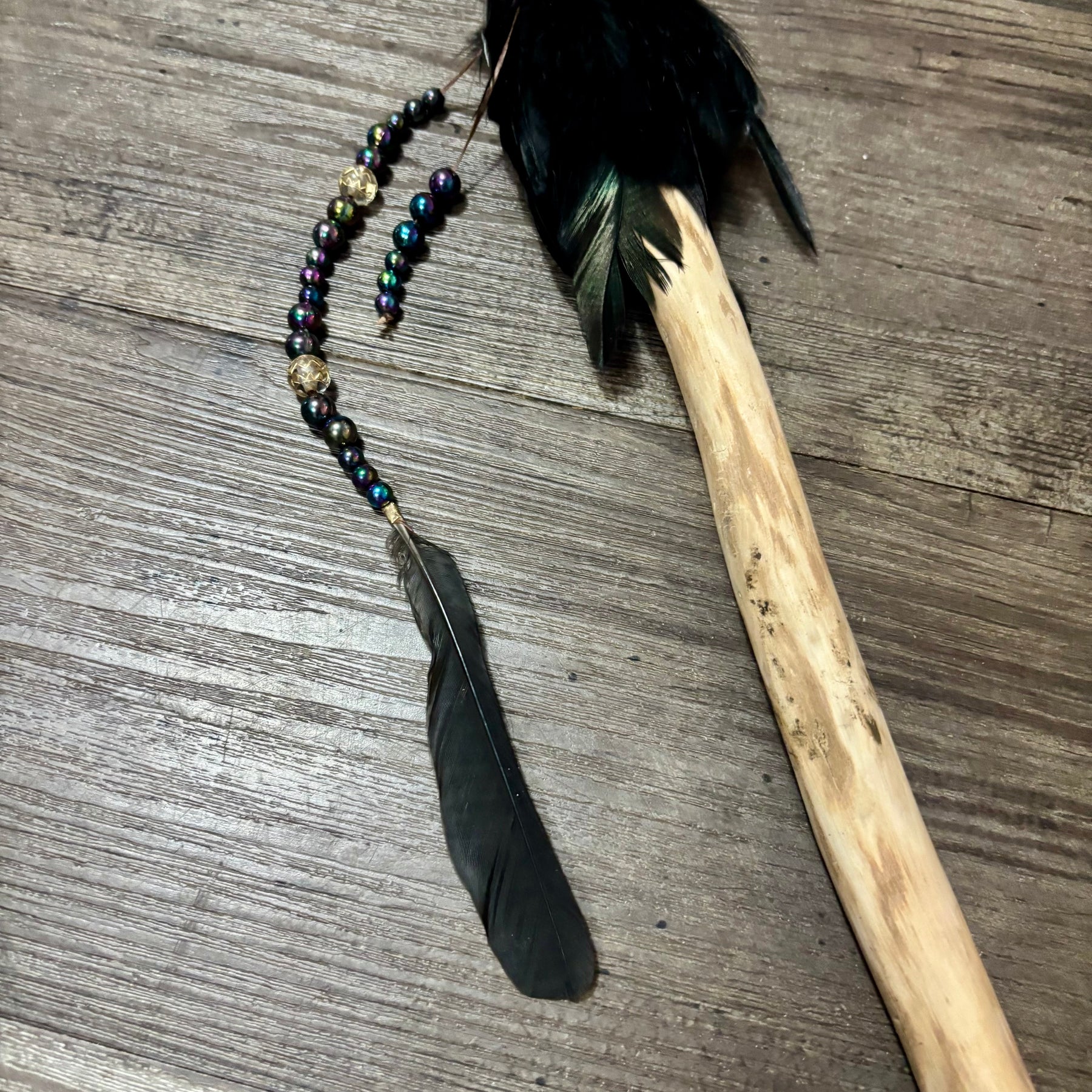 Handmade Kangaroo Hide Rattle – One of a Kind Moon shape