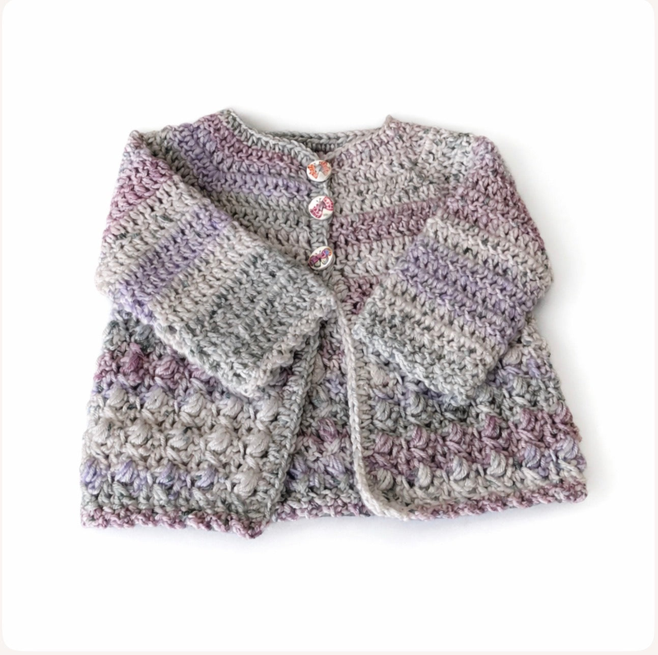 Hand Crocheted “Waratah” Baby Prints Cardigan | 0-3 months