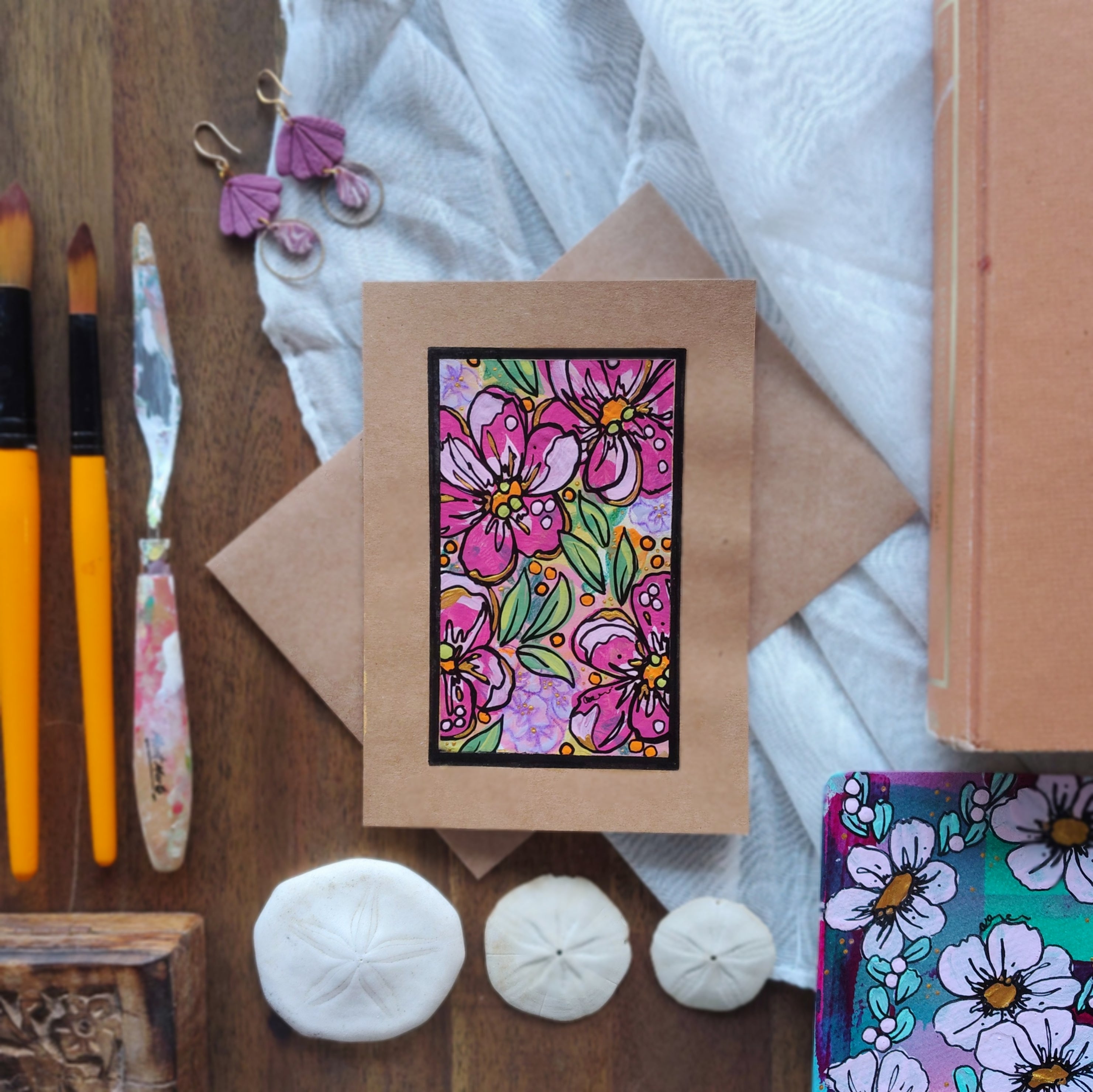 Origianl Art Greeting Cards - "Playing with Flowers" - Series #1