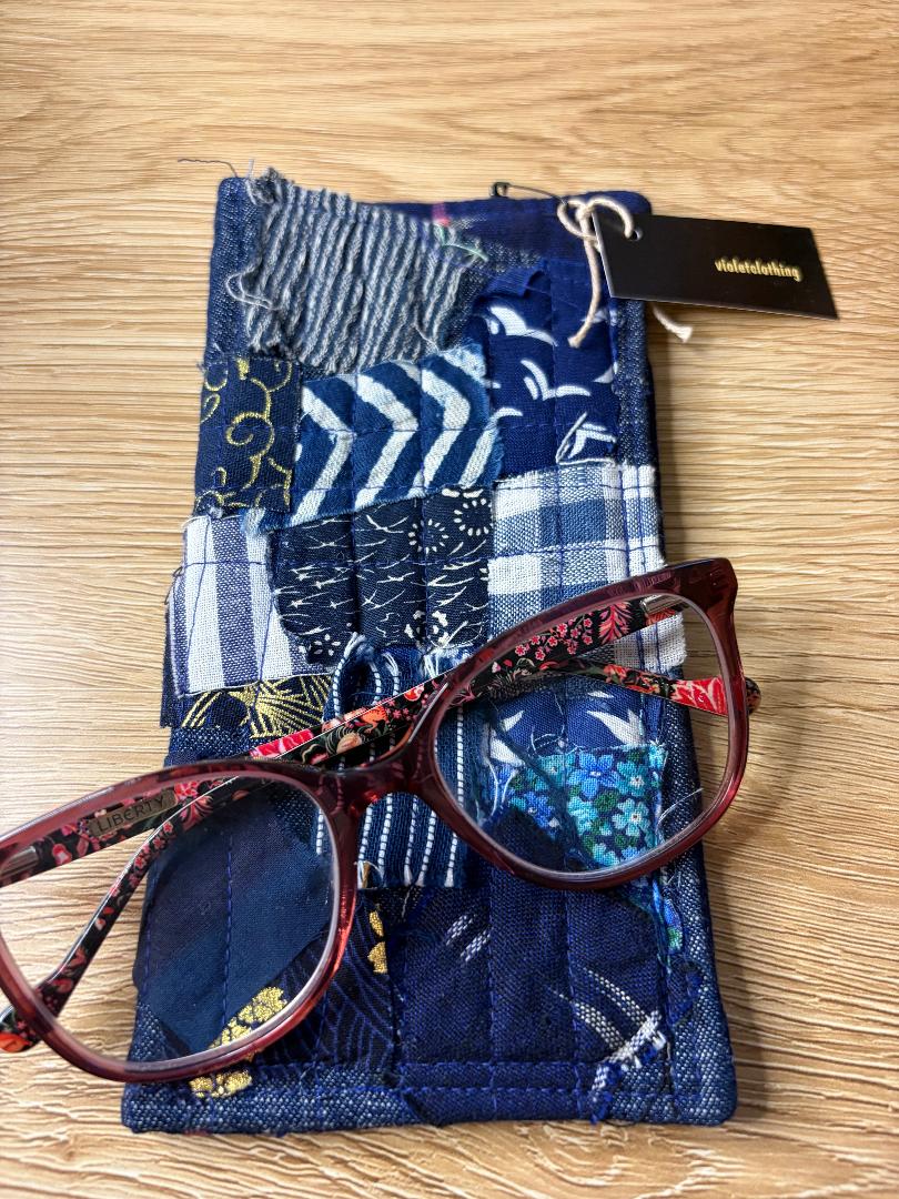 gorgeous denim patchy sunglass pouch - violetclothing - free postage