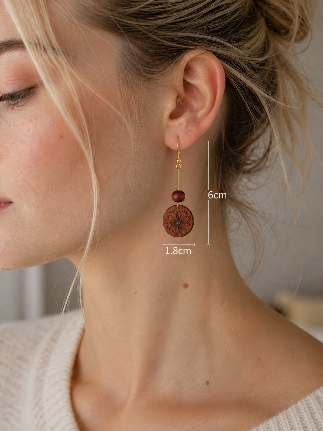 Sakura Cherry Blossom Wood Earrings