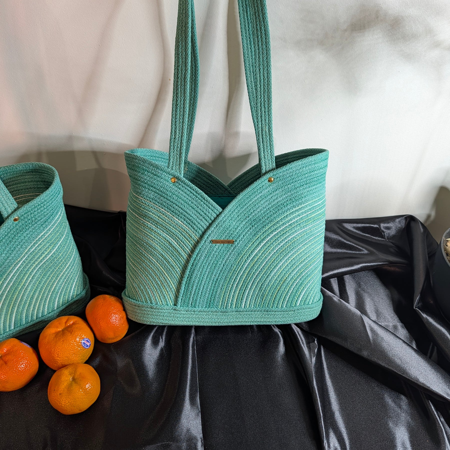 Lagoon Large Handmade Cotton Cord Tote Bag