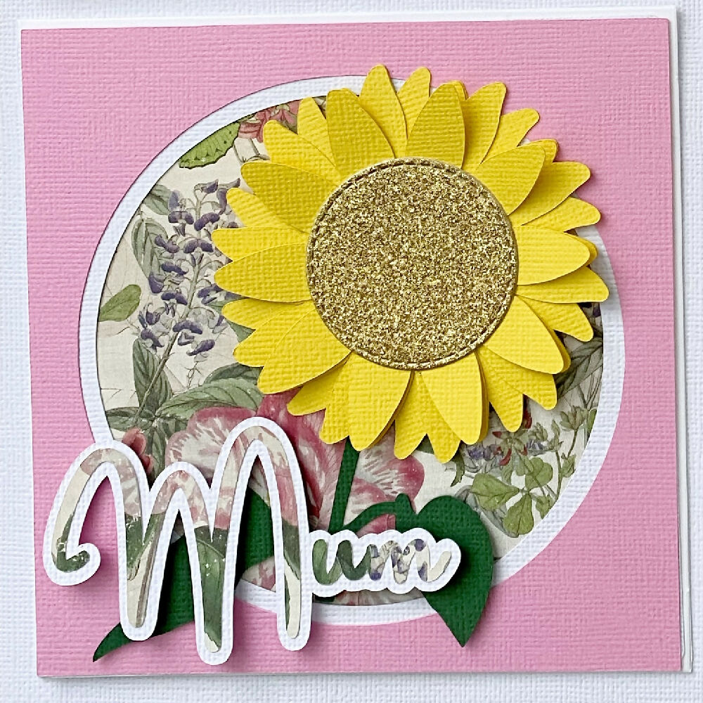 Mother's day card, floral birthday card. Sunflower, daisy.