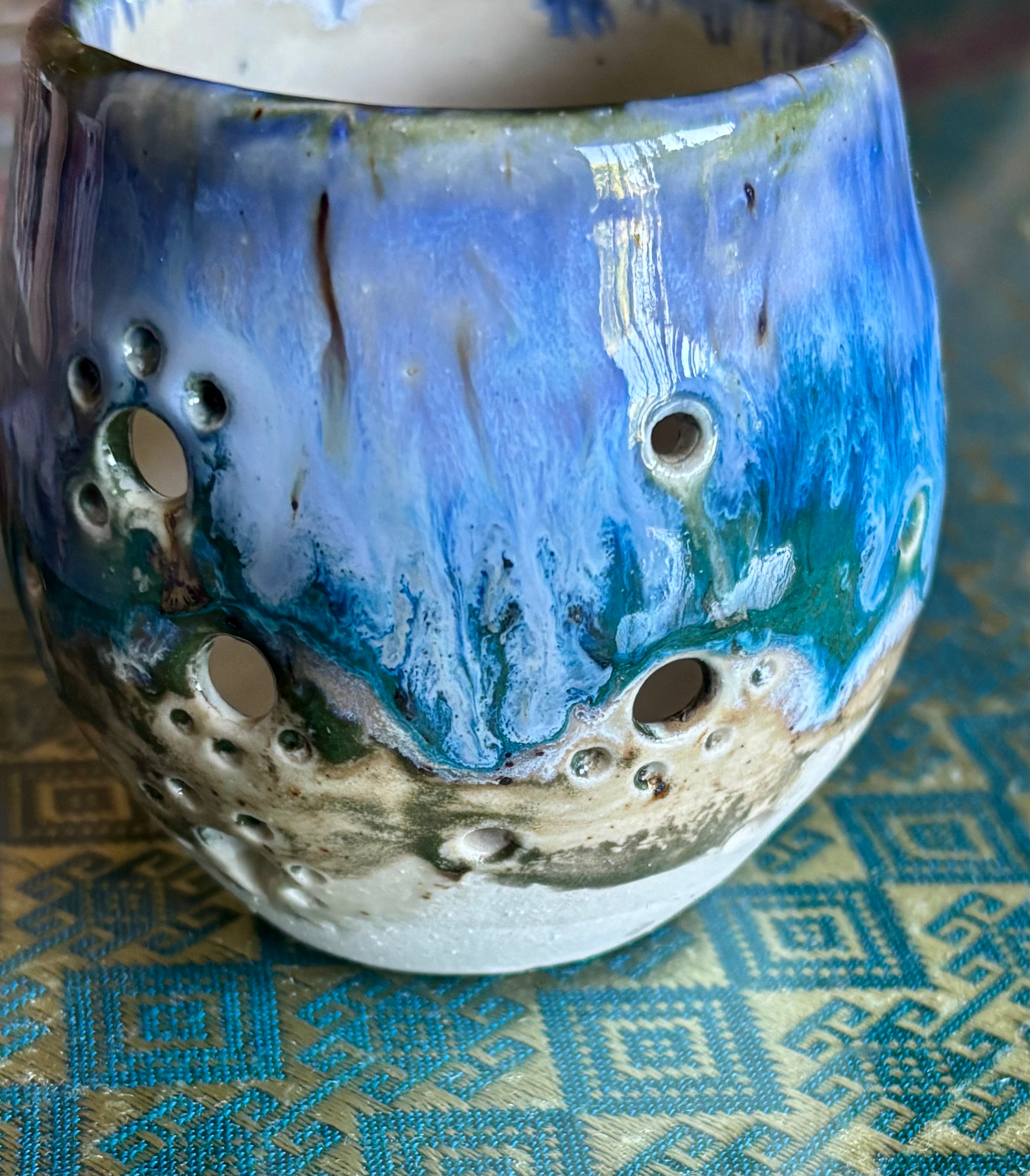 Handmade pottery tea light holders