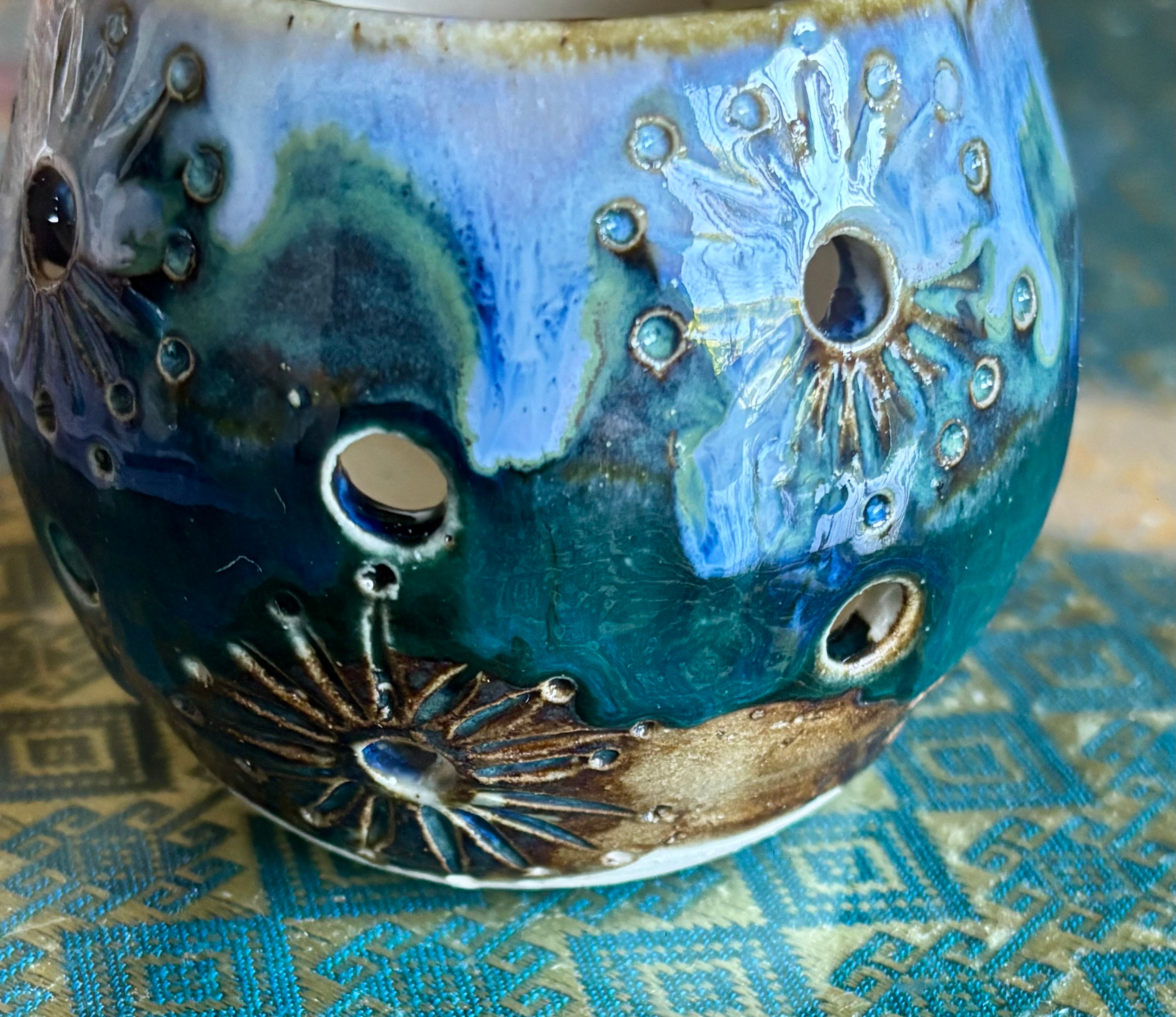 Handmade pottery tea light holders