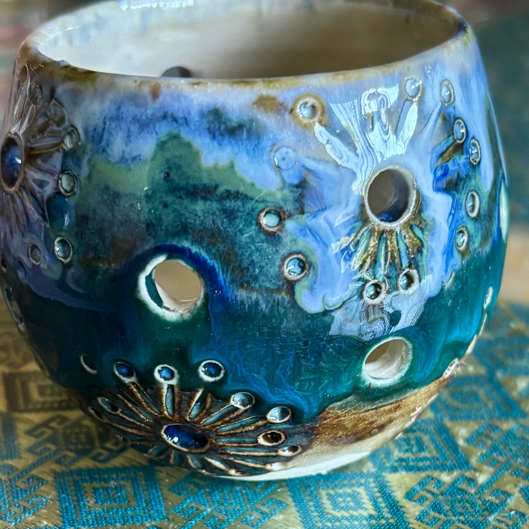 Handmade pottery tea light holders