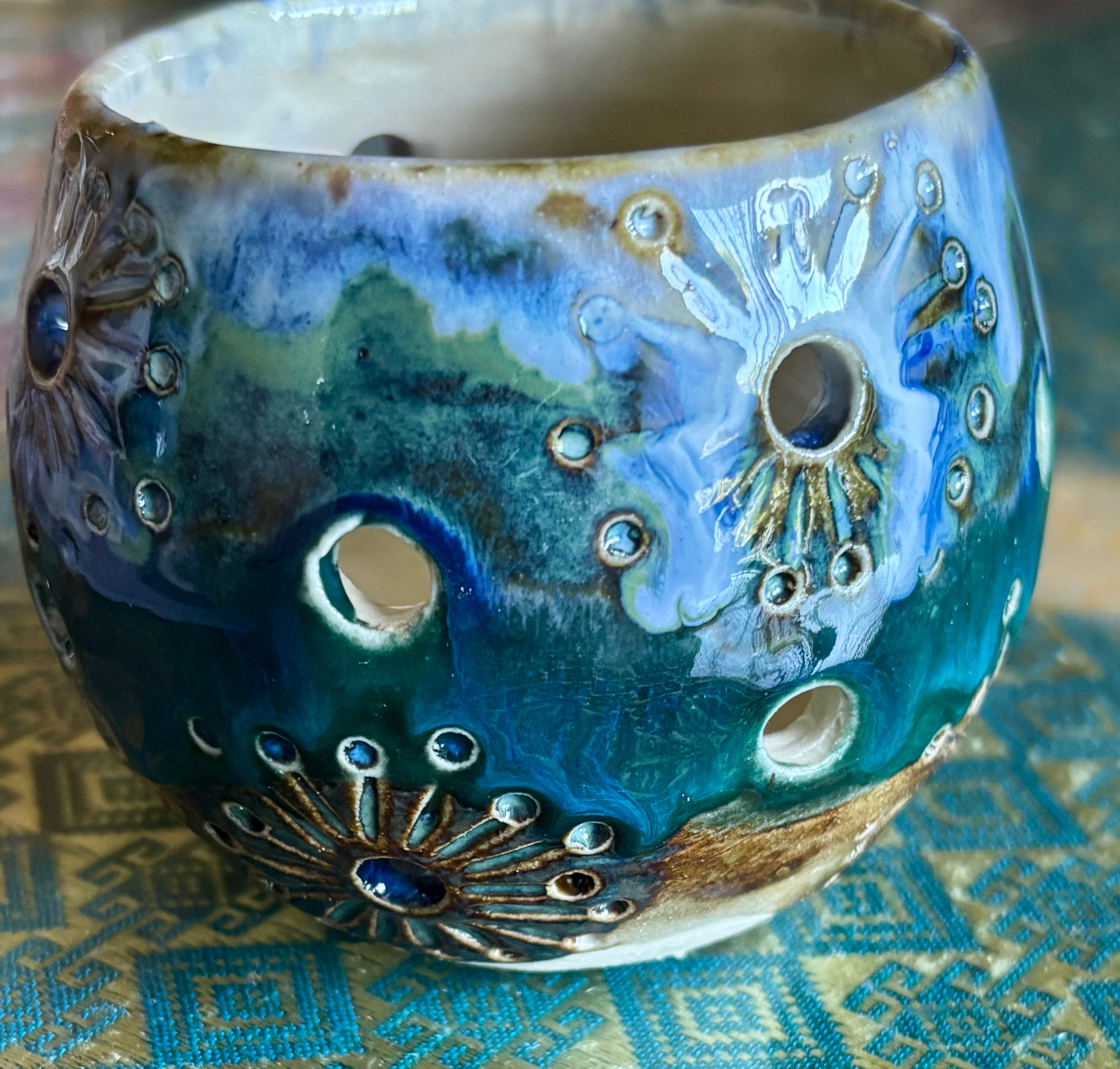 Handmade pottery tea light holders