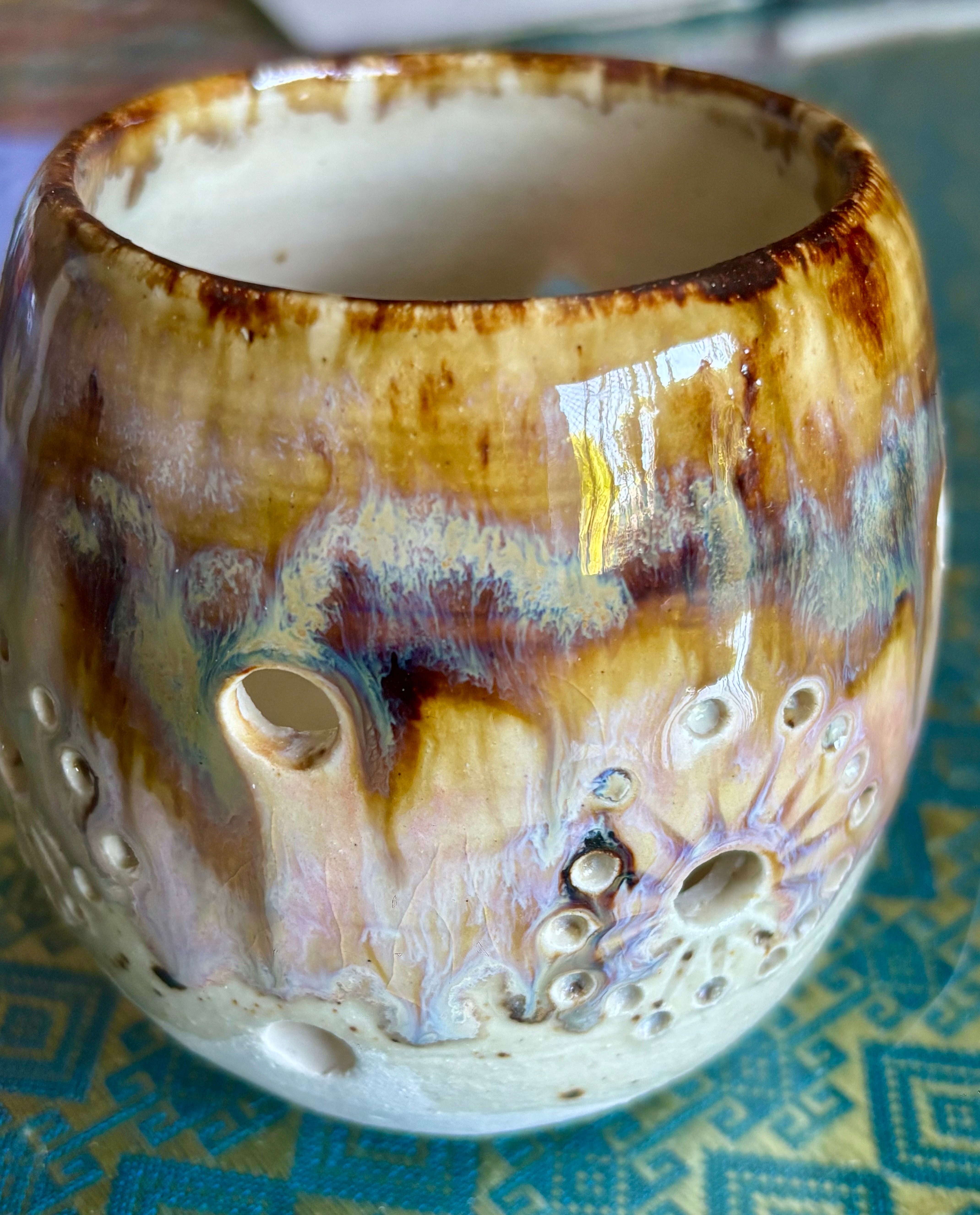 Handmade pottery tea light holders