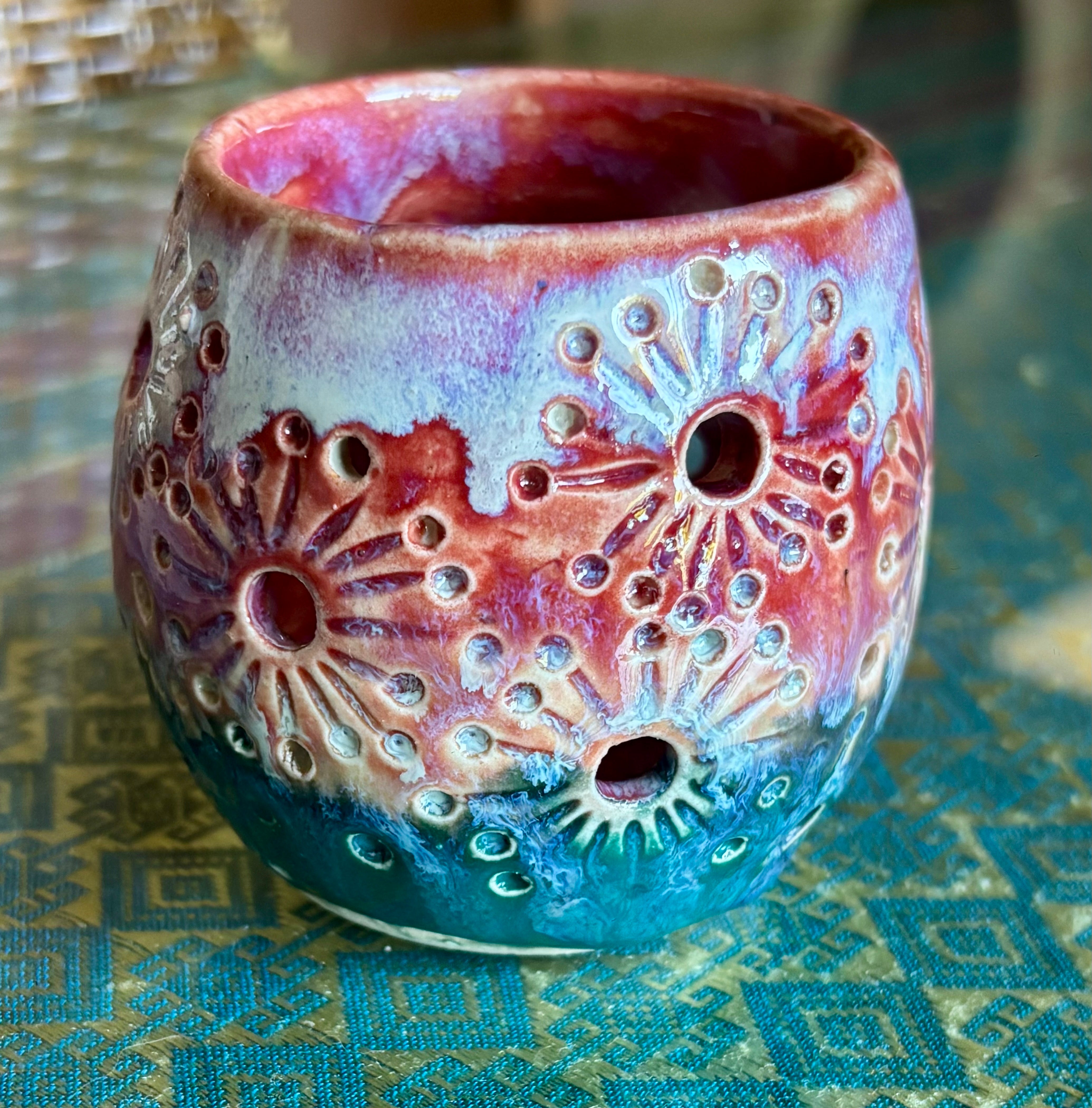 Handmade pottery tea light holders