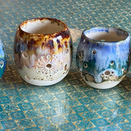 Handmade pottery tea light holders